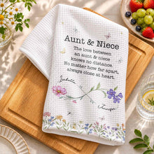 Load image into Gallery viewer, Personalized Kitchen Towel Custom Gift for Aunt &amp; Niece Floral Design
