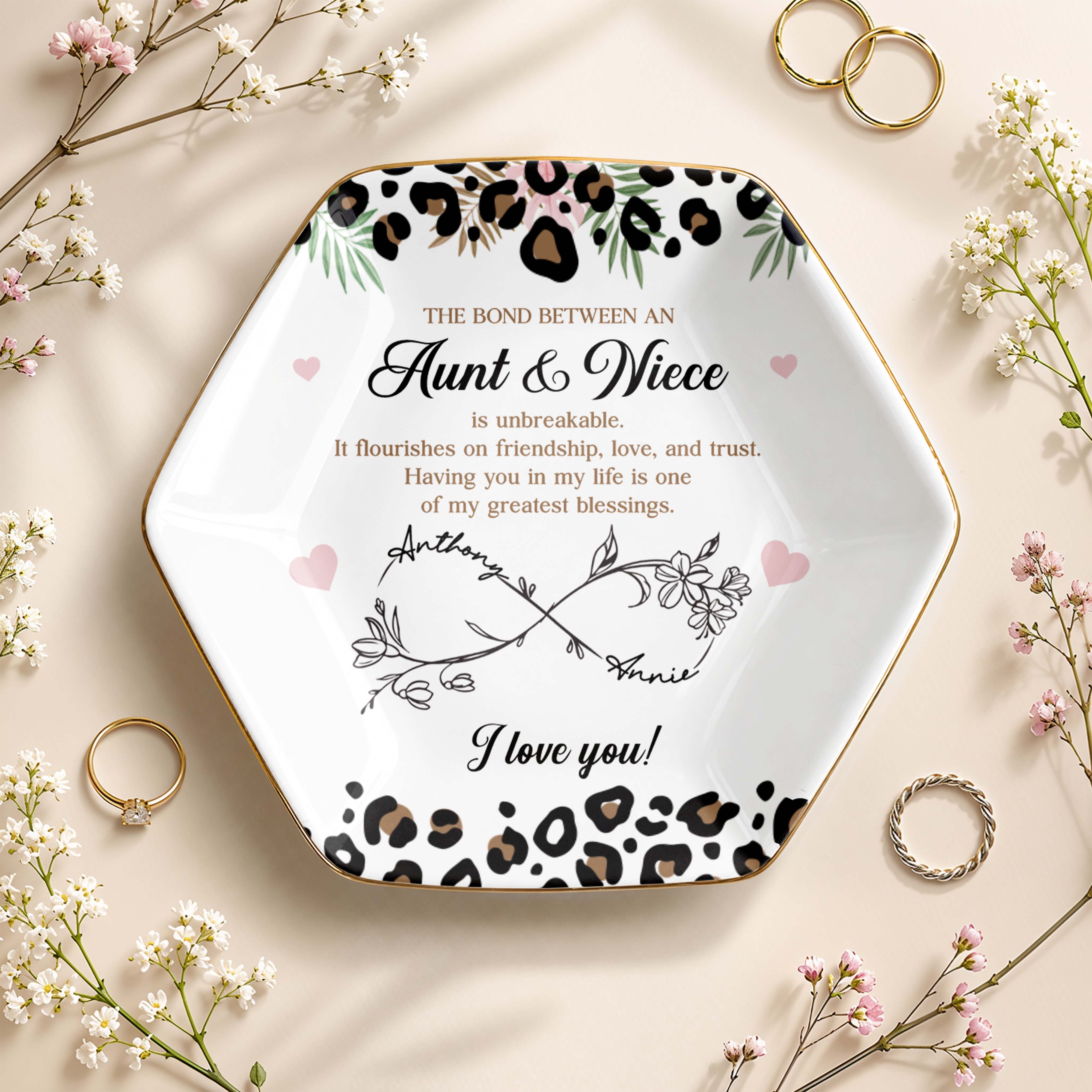 Personalized Hexagonal Jewelry Dish Custom Name for Niece