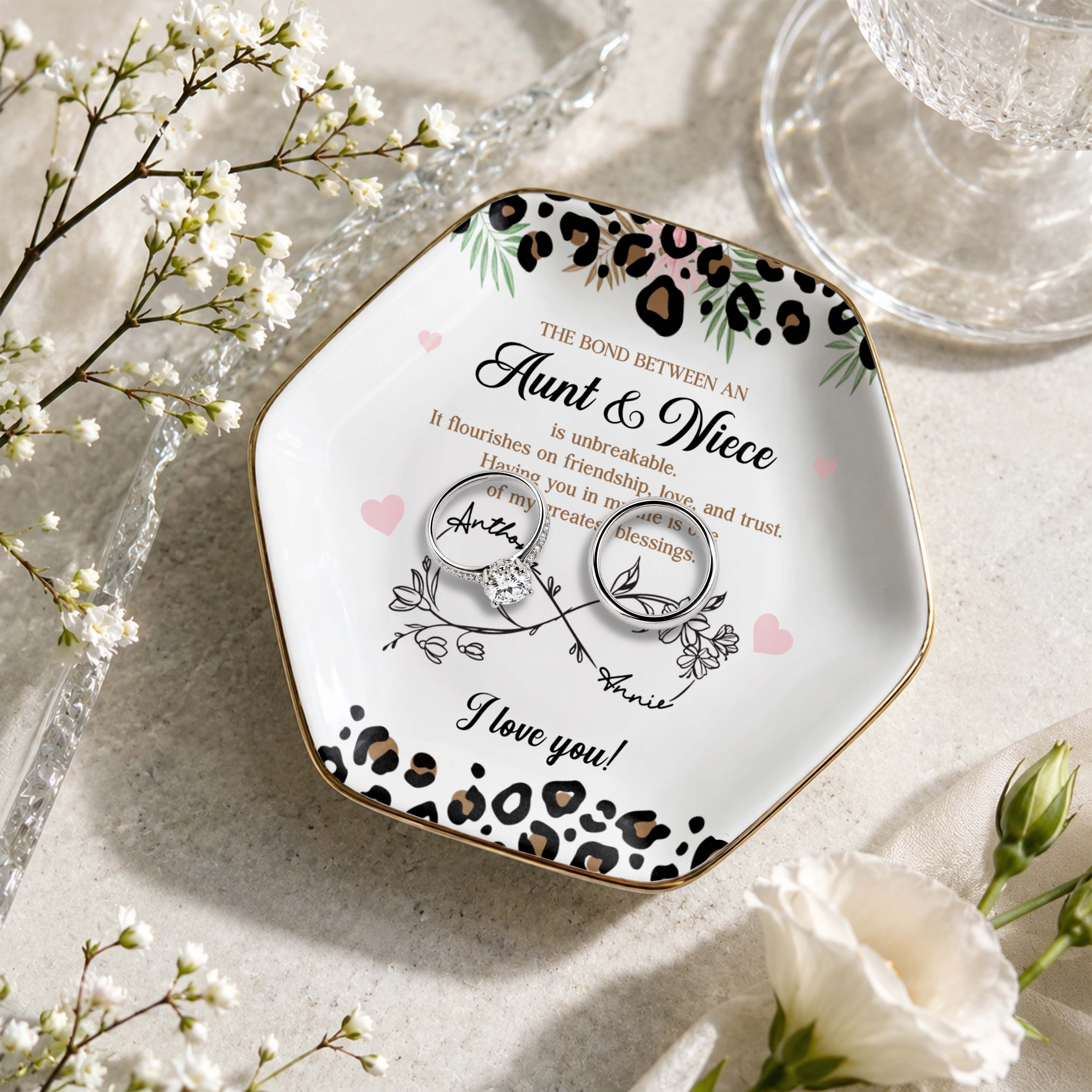 Personalized Hexagonal Jewelry Dish Custom Name for Niece