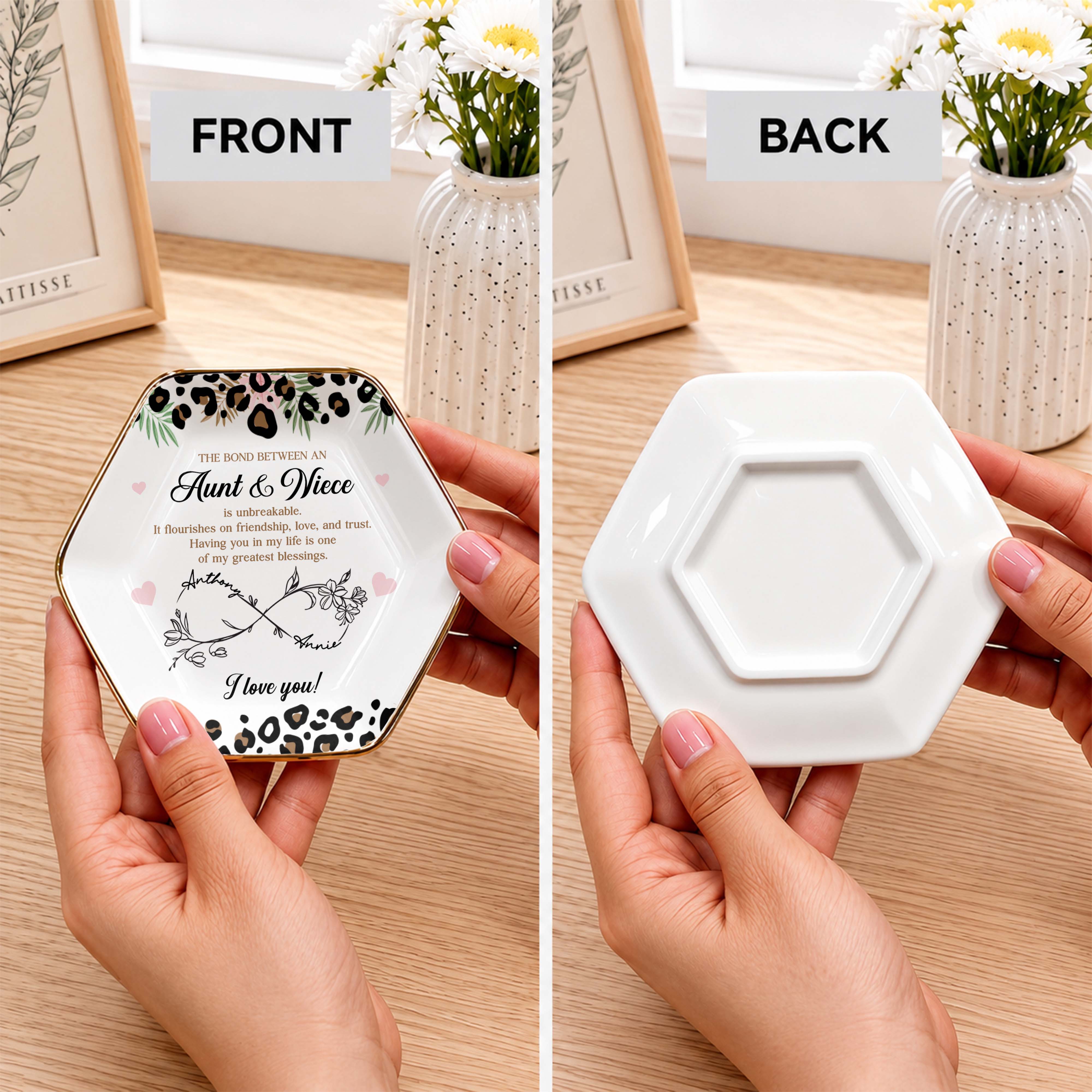 Personalized Hexagonal Jewelry Dish Custom Name for Niece