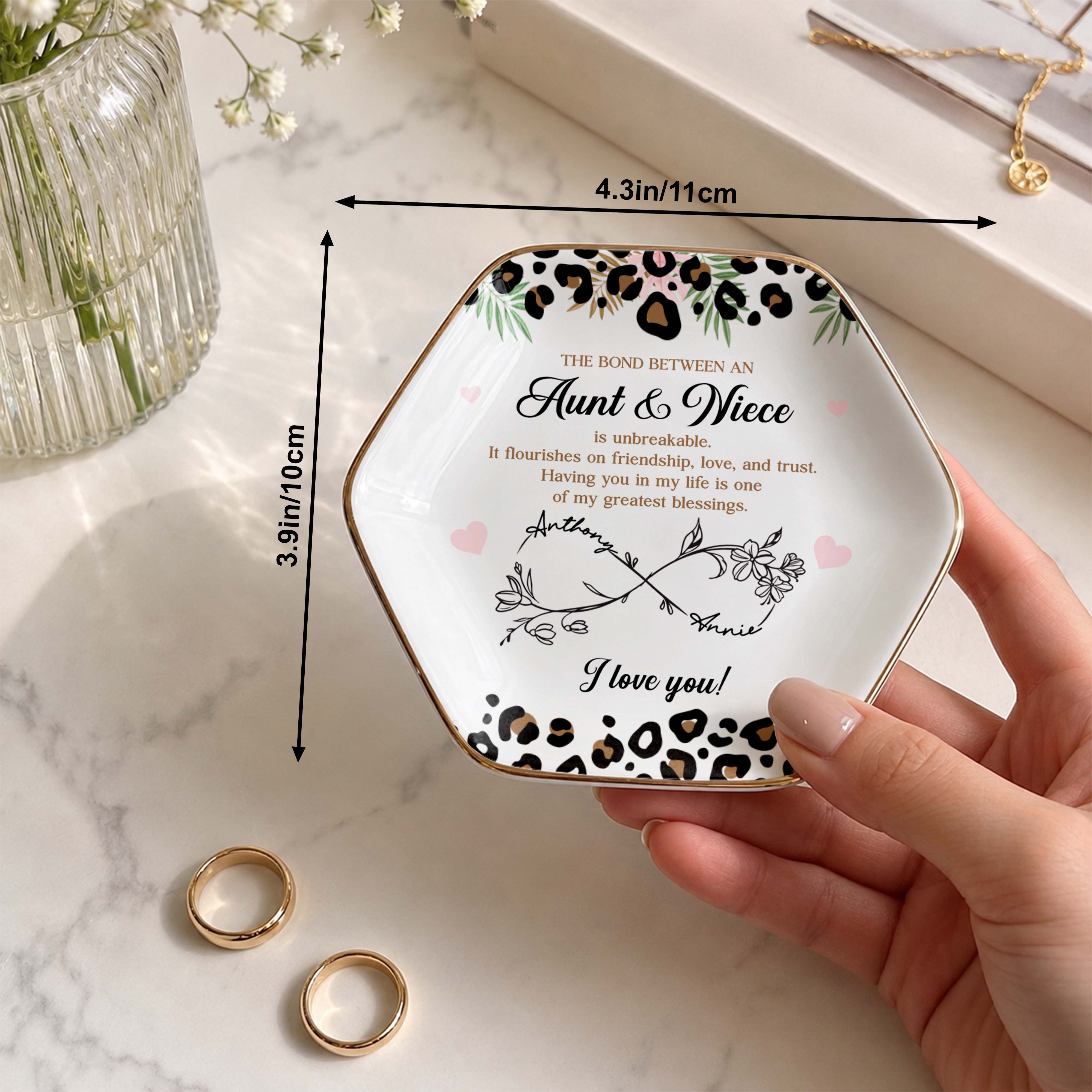 Personalized Hexagonal Jewelry Dish Custom Name for Niece