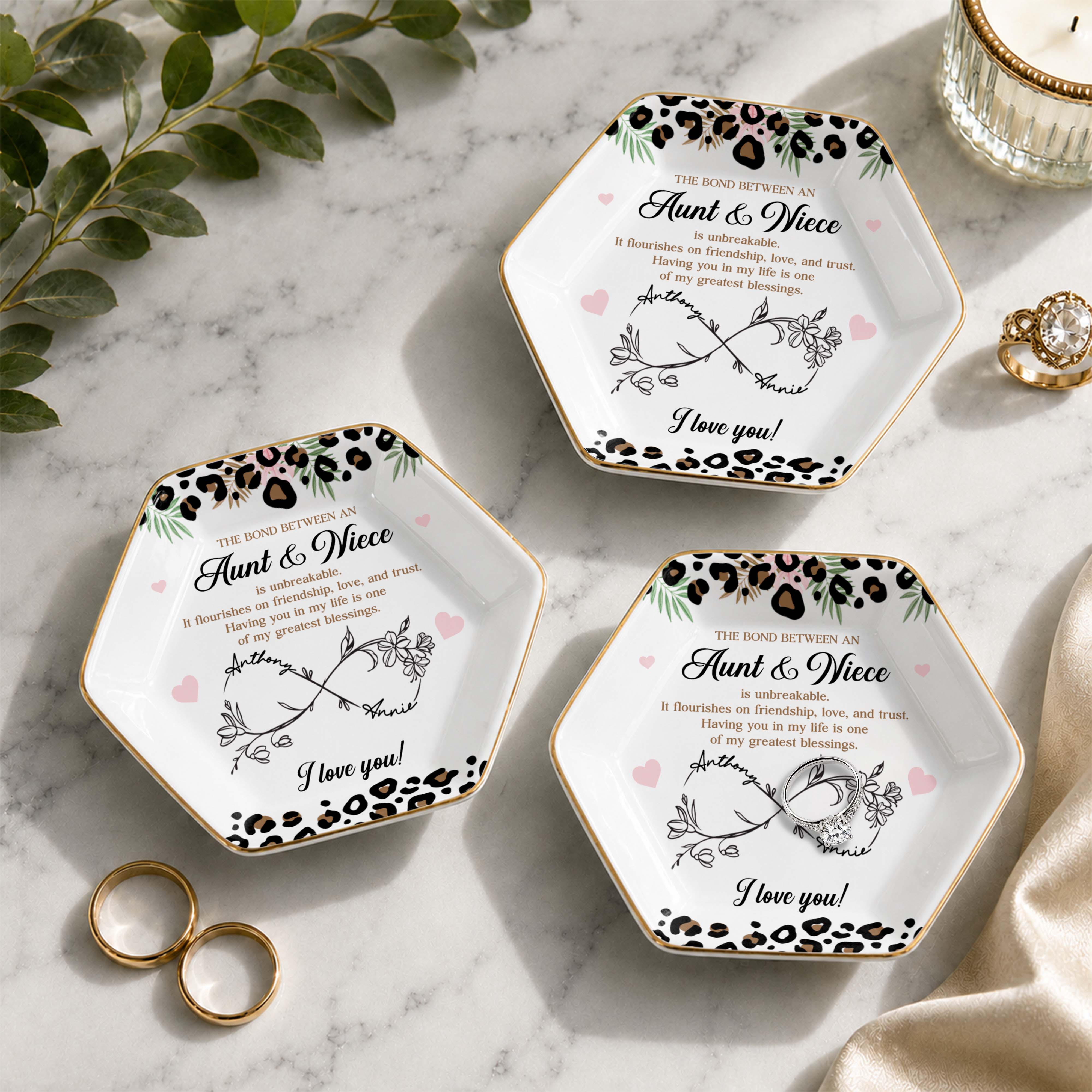 Personalized Hexagonal Jewelry Dish Custom Name for Niece