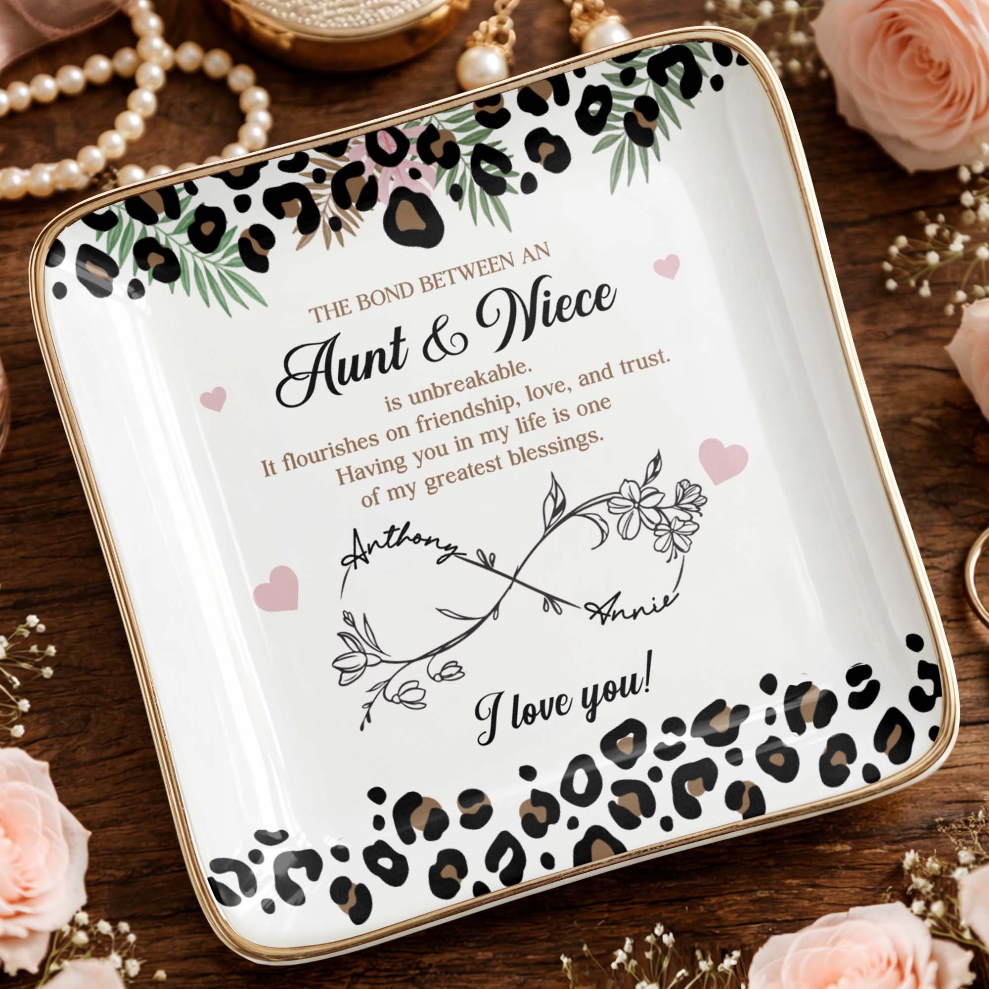 Personalized Ceramic Jewelry Dish Custom Gift for Niece