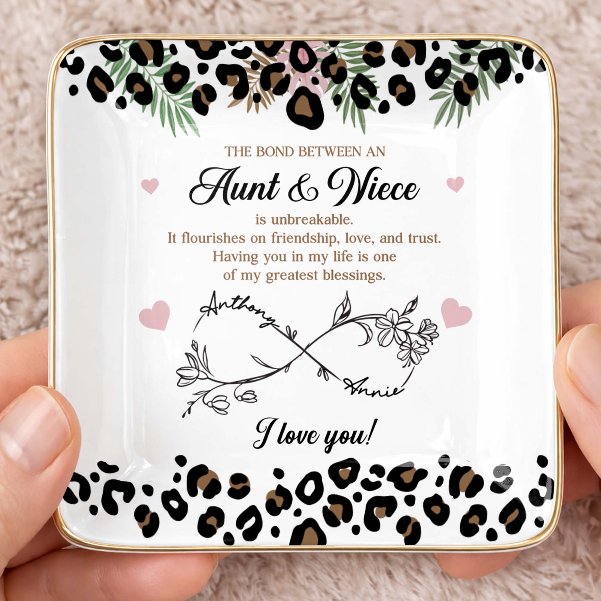 Personalized Ceramic Jewelry Dish Custom Gift for Niece