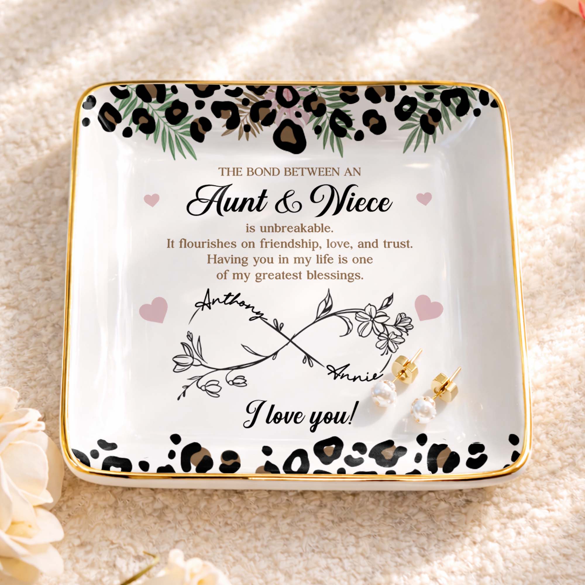 Personalized Ceramic Jewelry Dish Custom Gift for Niece
