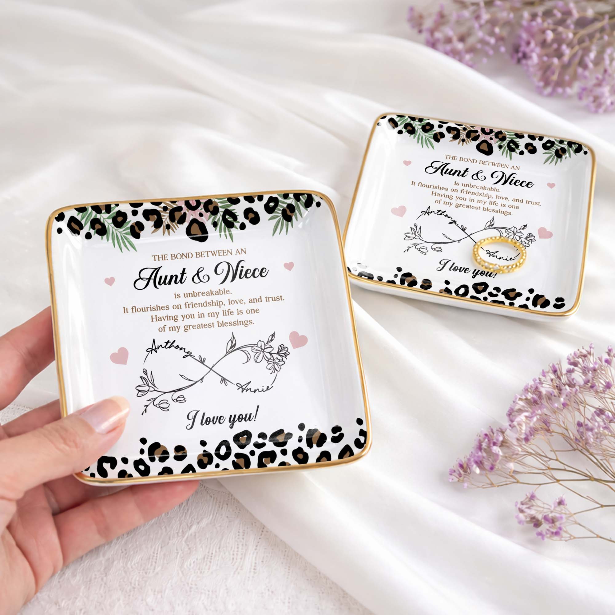 Personalized Ceramic Jewelry Dish Custom Gift for Niece