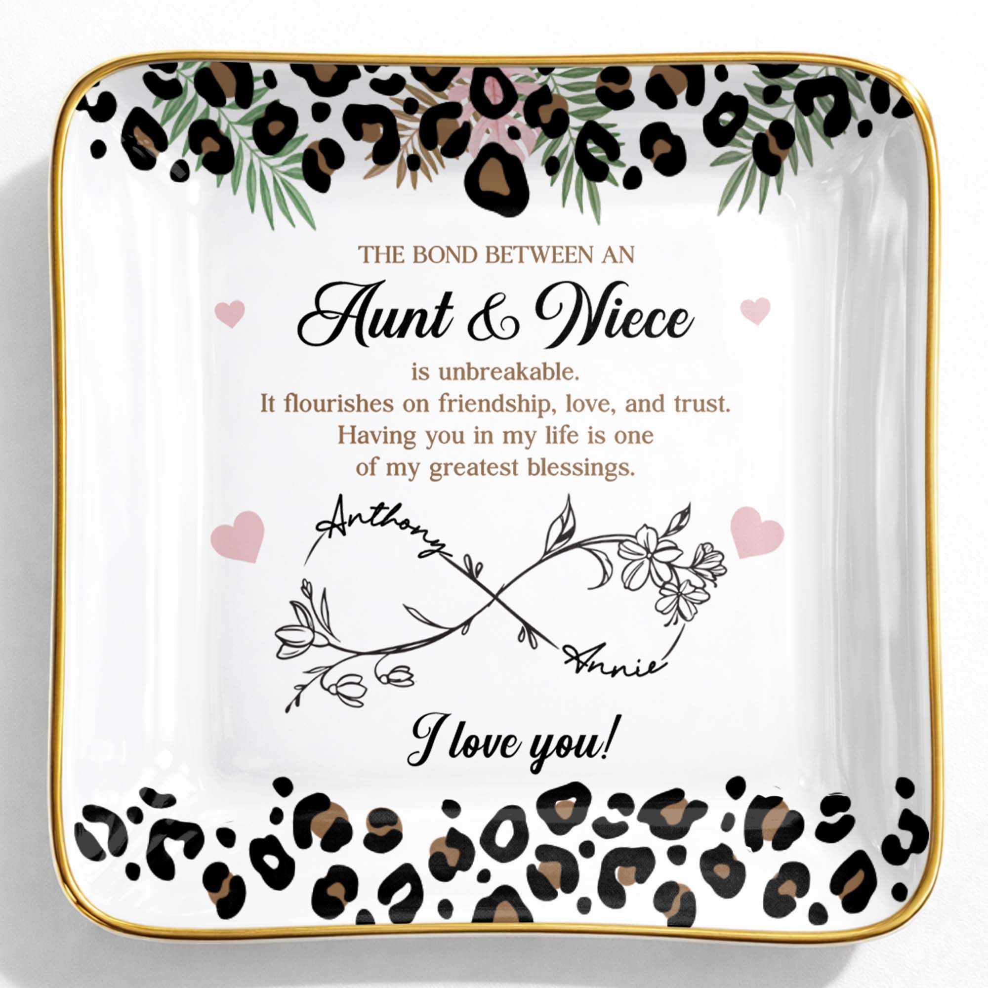 Personalized Ceramic Jewelry Dish Custom Gift for Niece