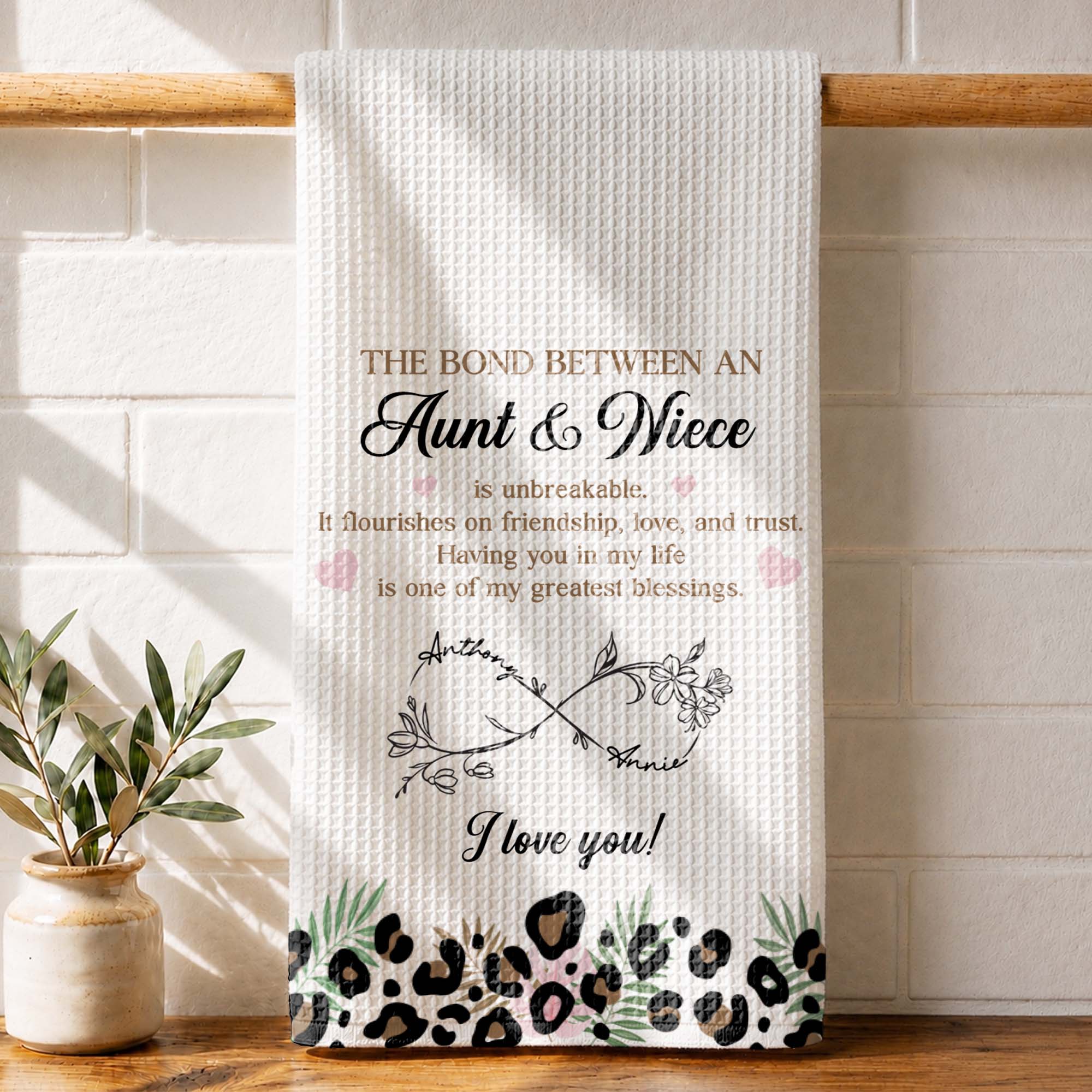 Personalized Kitchen Towel Custom Birth Month Flowers for Niece
