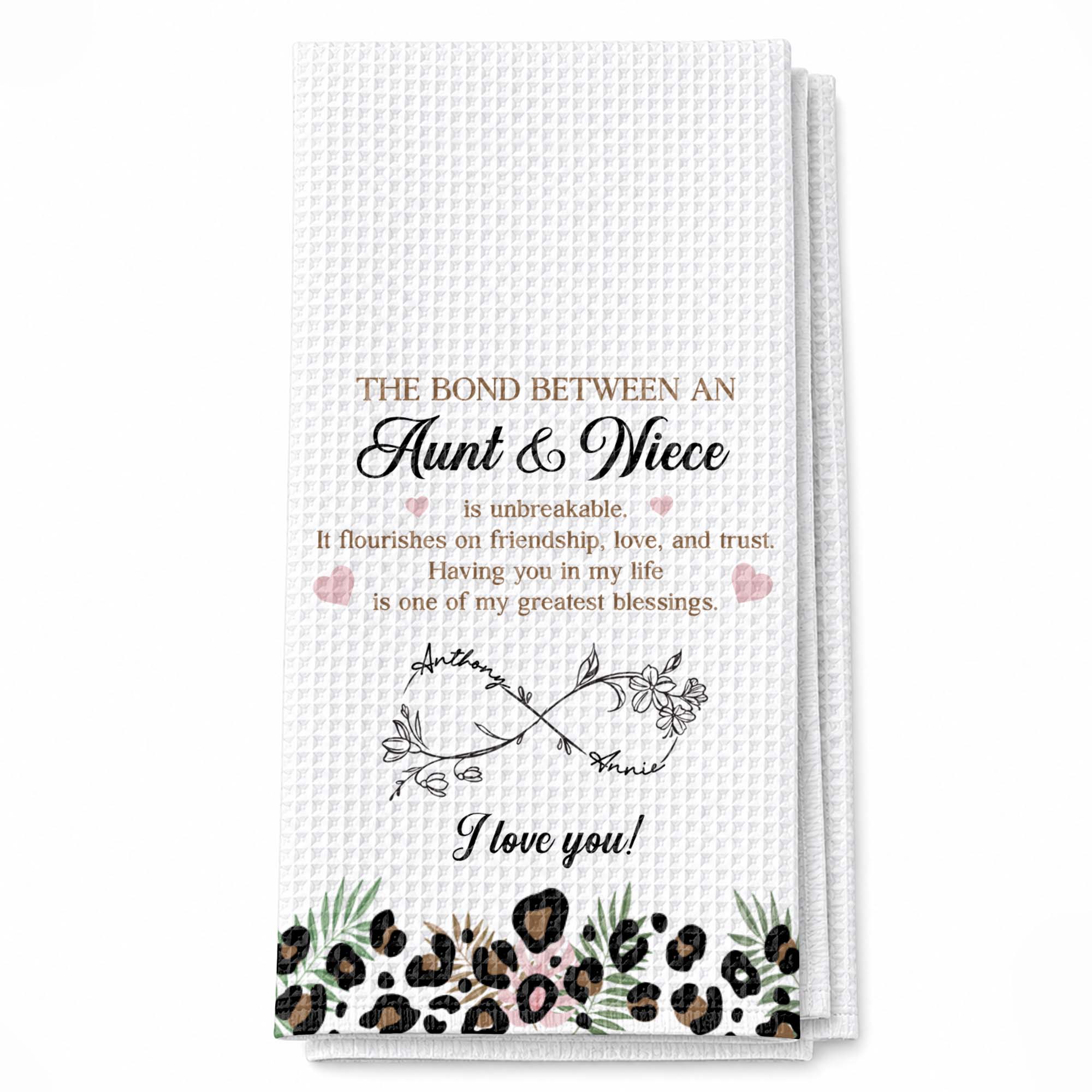 Personalized Kitchen Towel Custom Birth Month Flowers for Niece