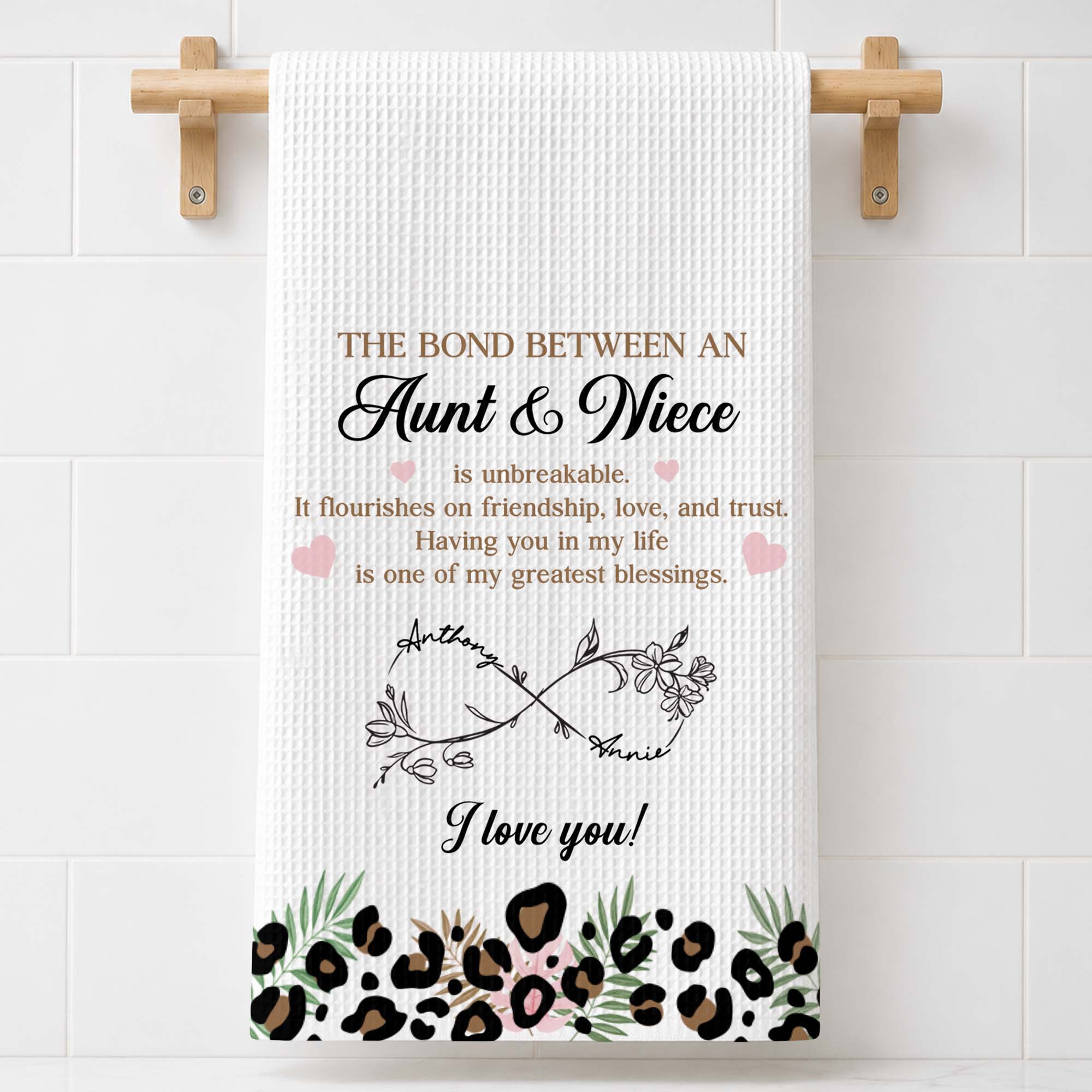 Personalized Kitchen Towel Custom Birth Month Flowers for Niece