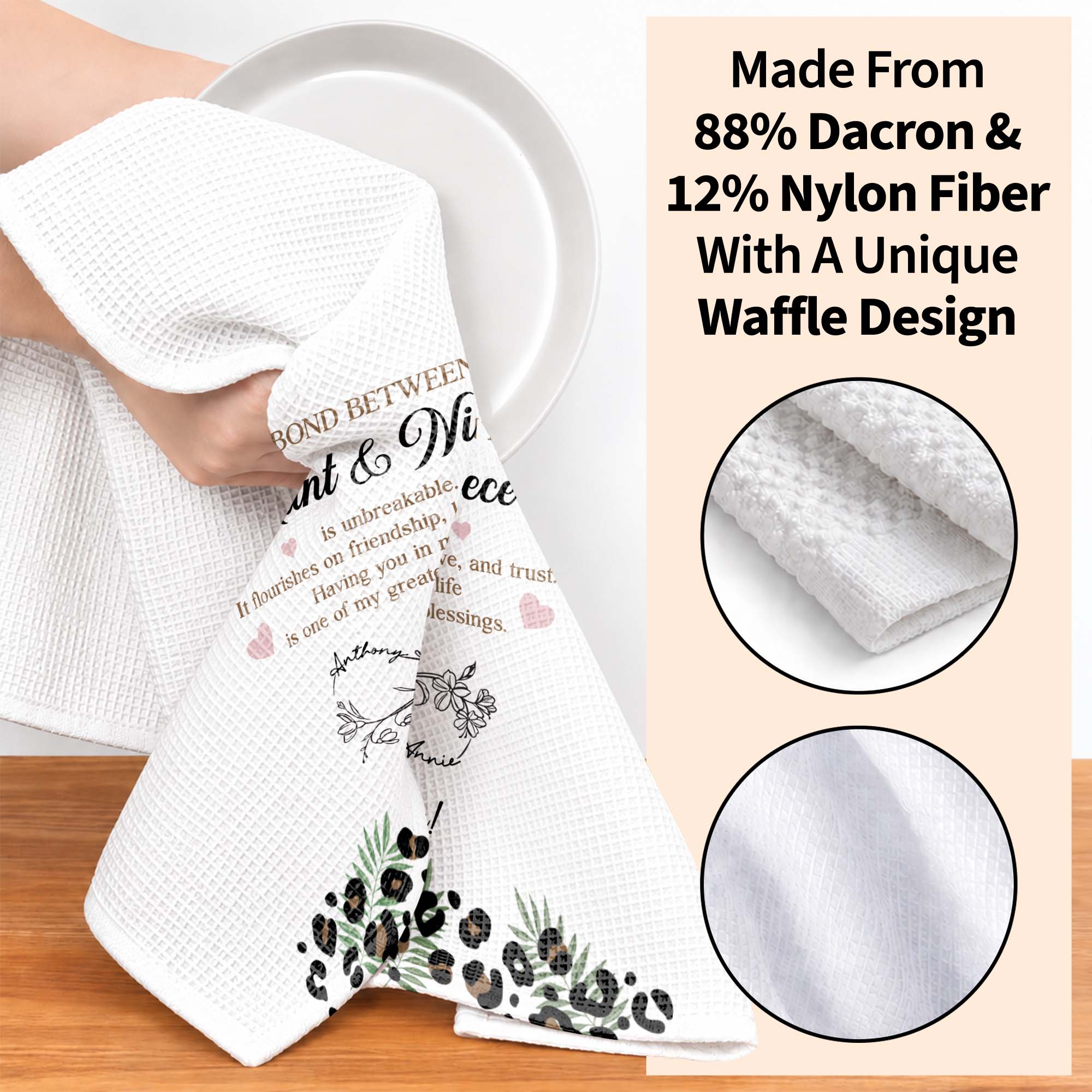 Personalized Kitchen Towel Custom Birth Month Flowers for Niece