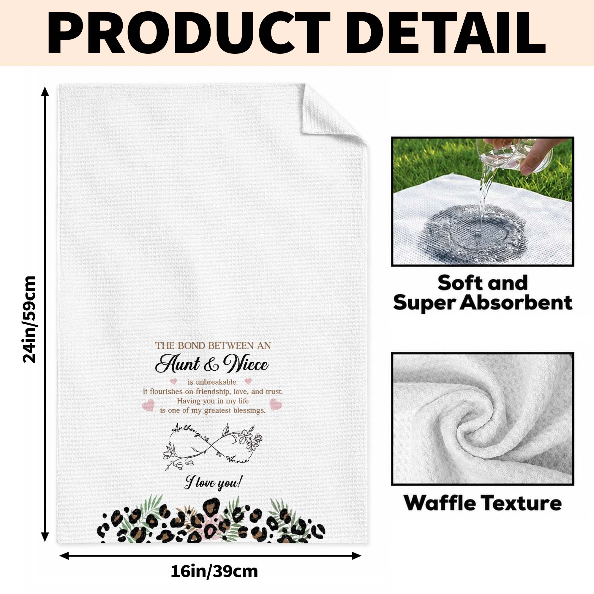 Personalized Kitchen Towel Custom Birth Month Flowers for Niece