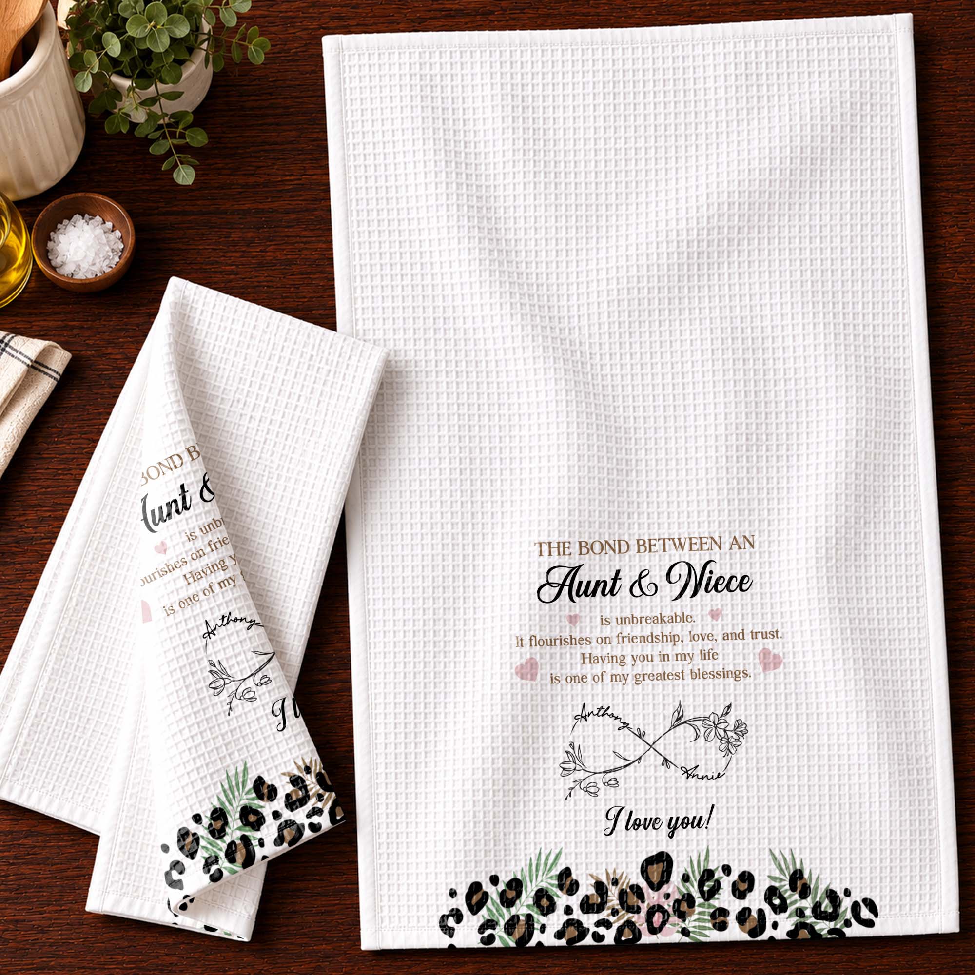 Personalized Kitchen Towel Custom Birth Month Flowers for Niece