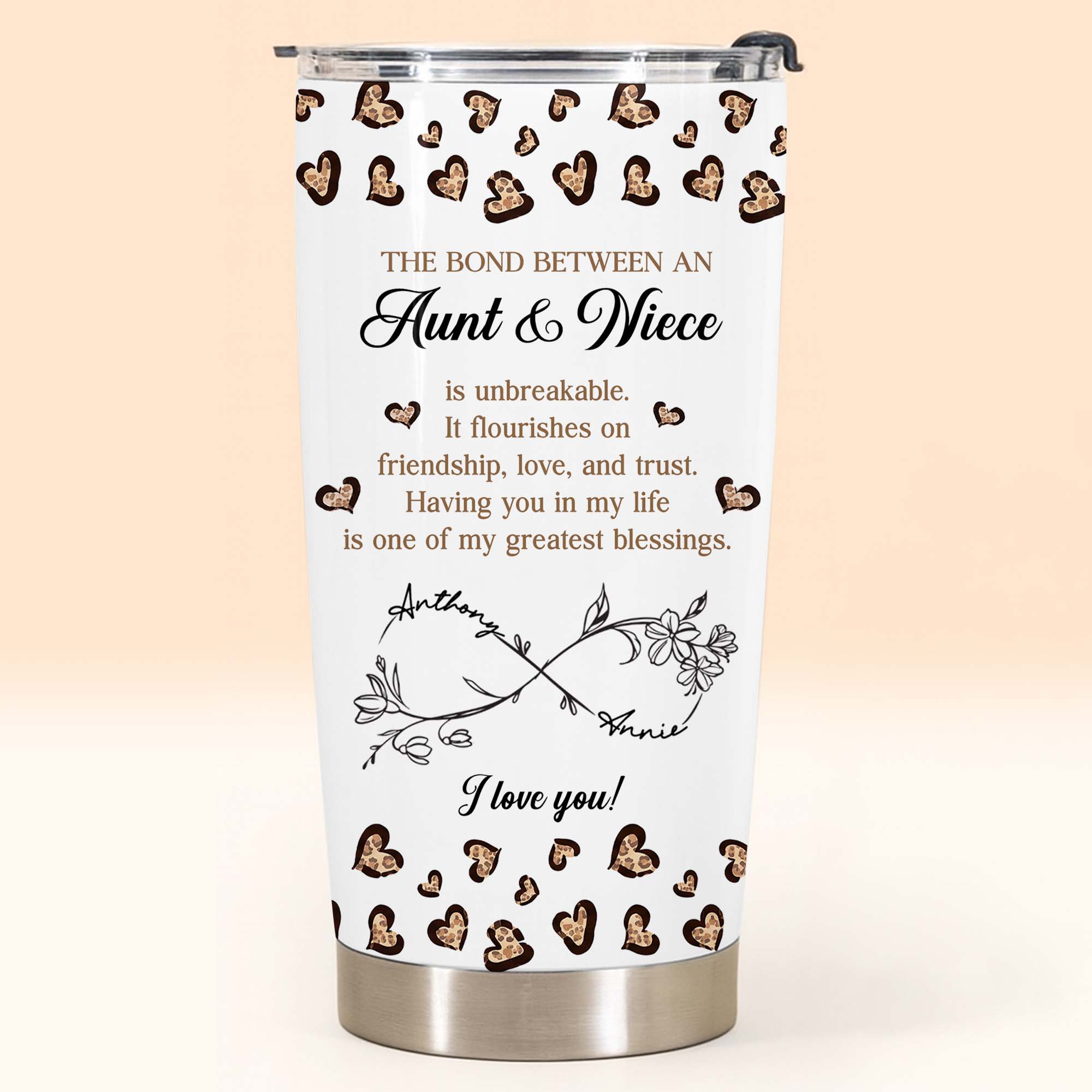 Personalized Infinity Flower Tumbler for Aunt Niece Gift 20oz