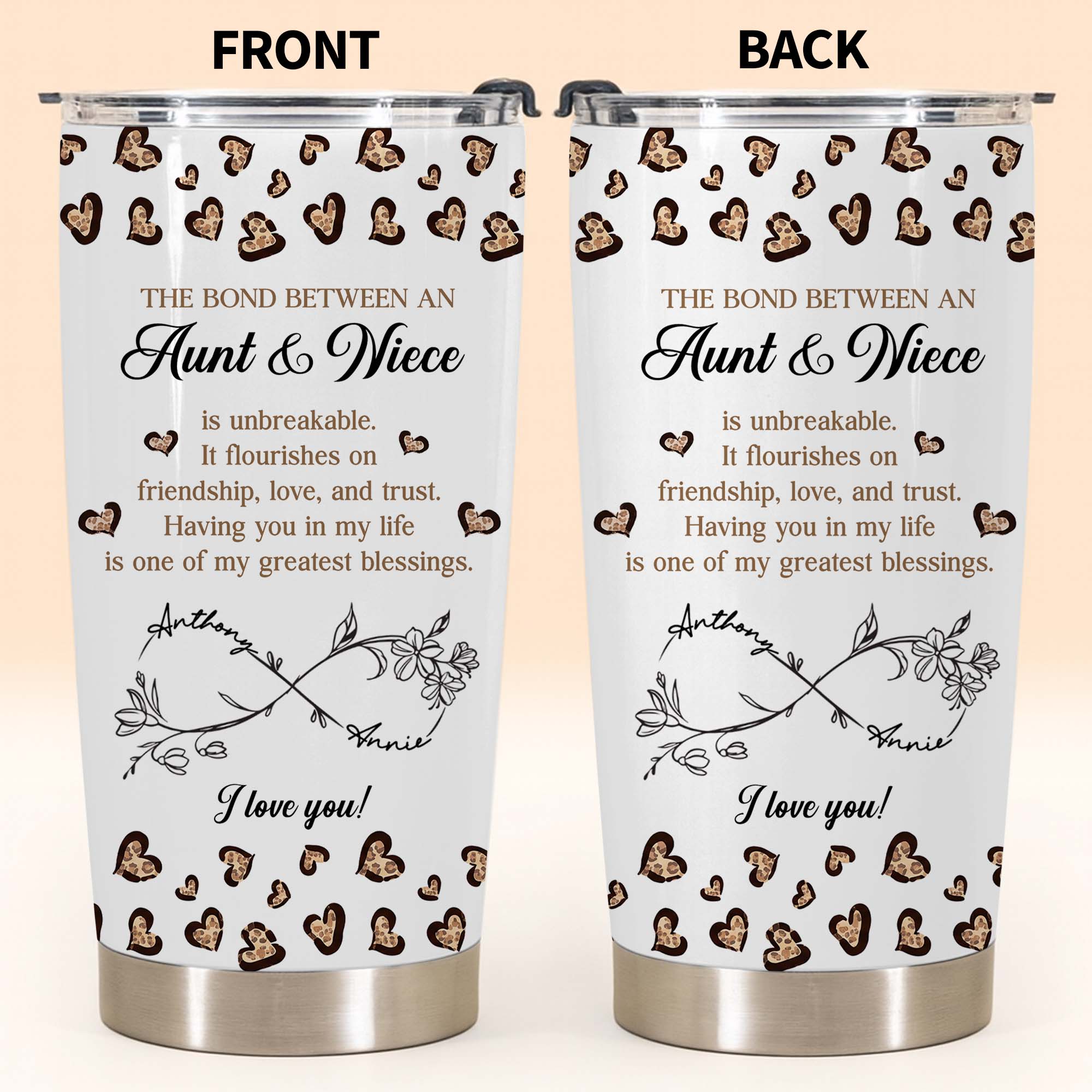 Personalized Infinity Flower Tumbler for Aunt Niece Gift 20oz