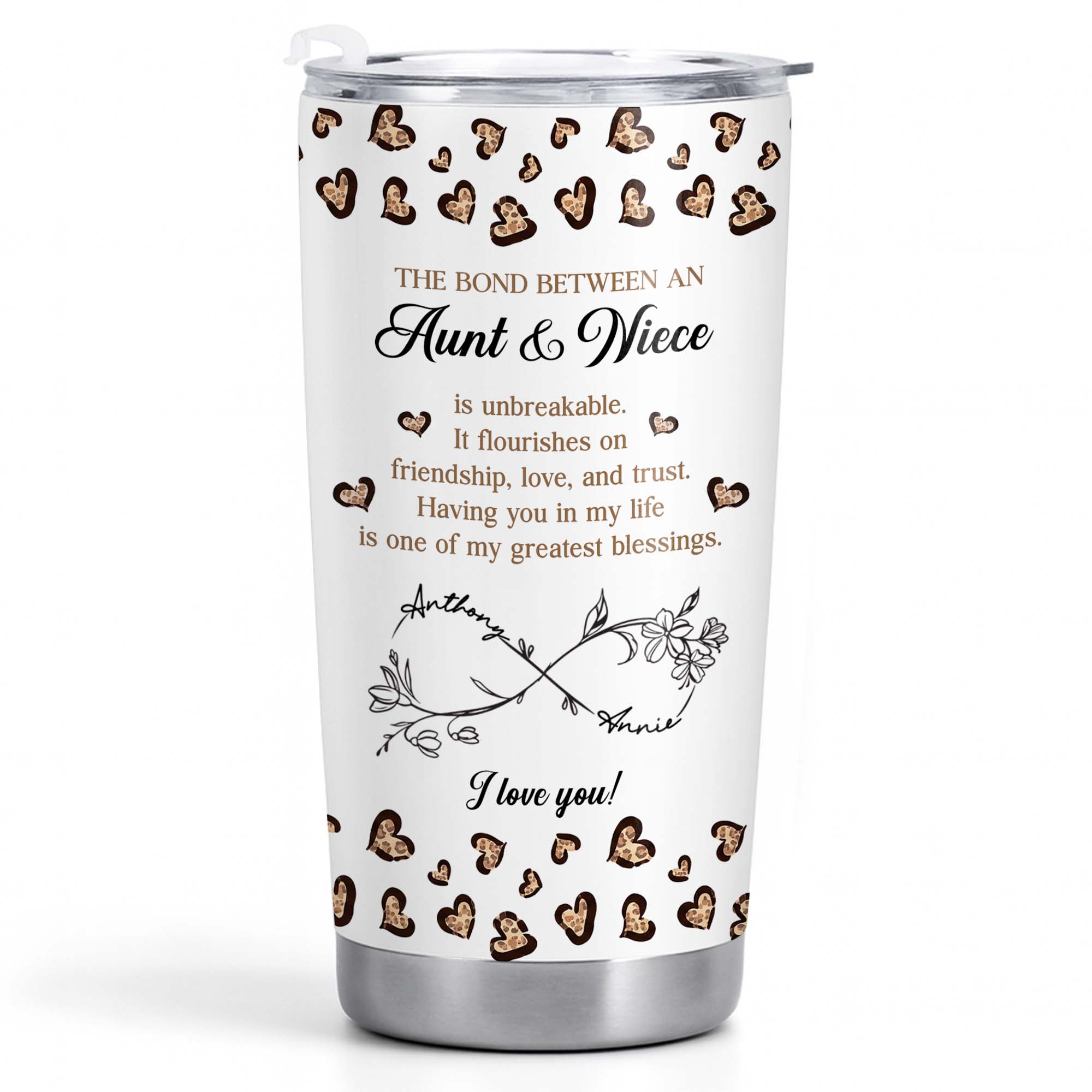 Personalized Infinity Flower Tumbler for Aunt Niece Gift 20oz