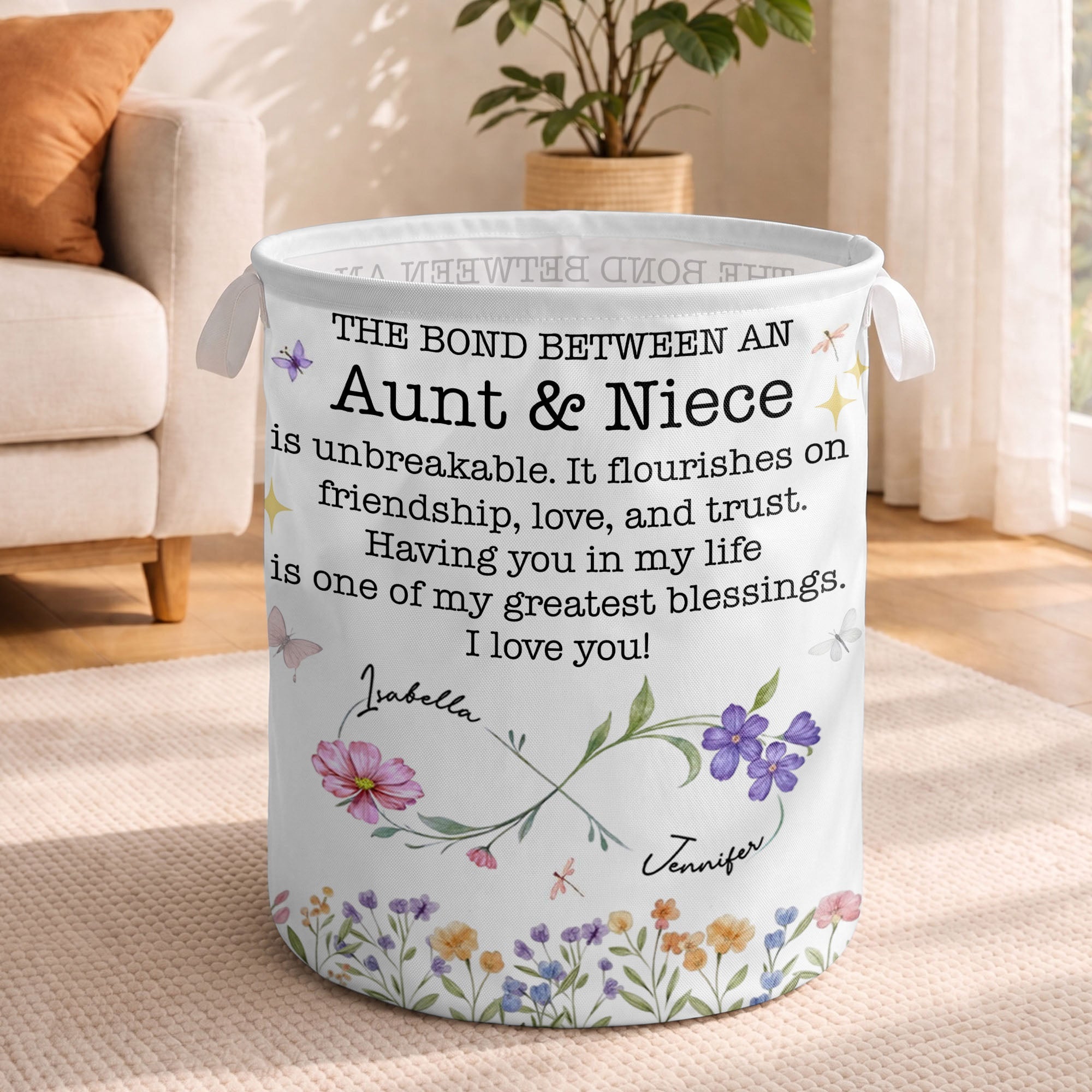 Personalized Fabric Storage Basket Custom Name Gift for Niece