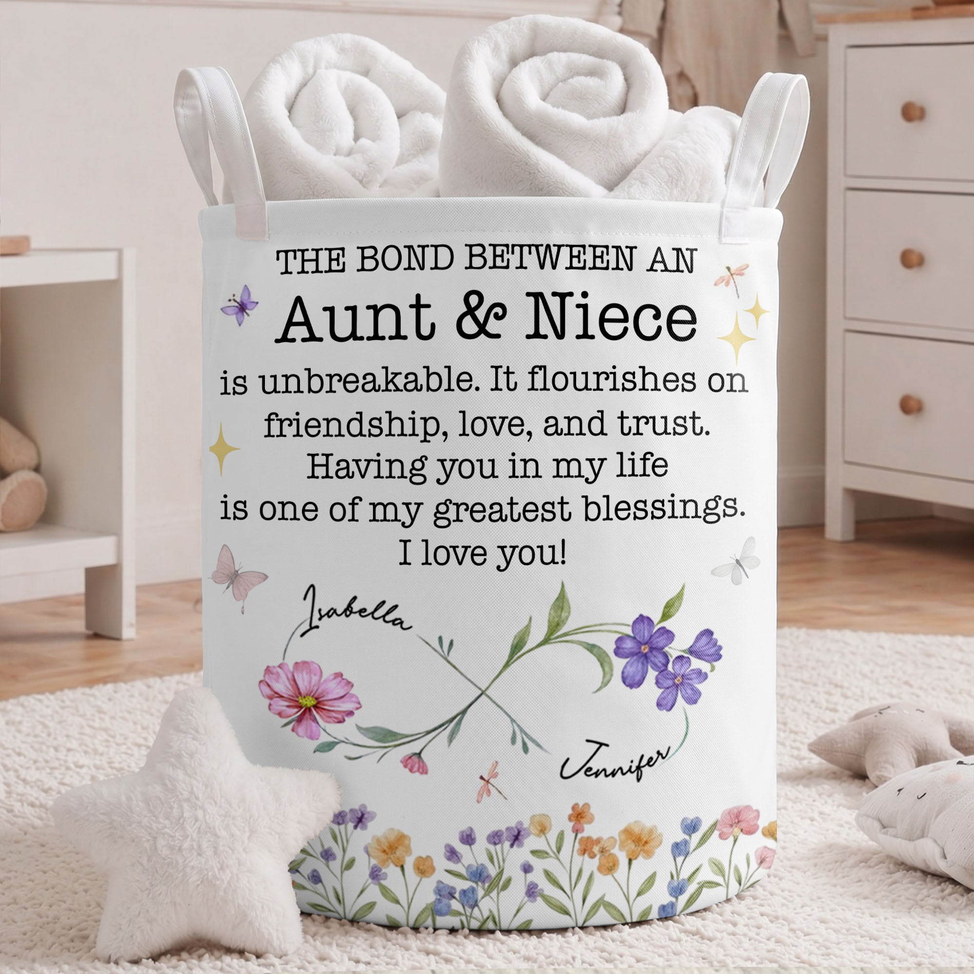 Personalized Fabric Storage Basket Custom Name Gift for Niece