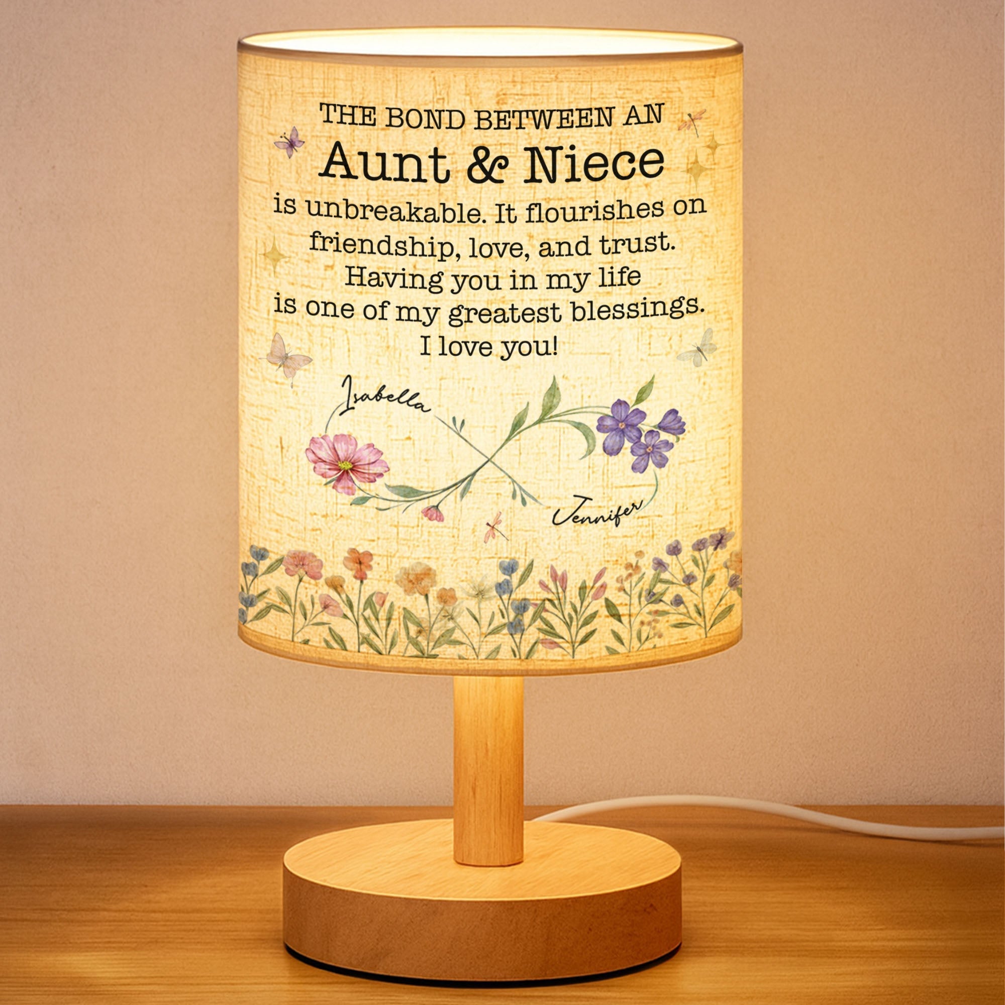 Personalized Fabric Lamp Custom Name Gift for Niece