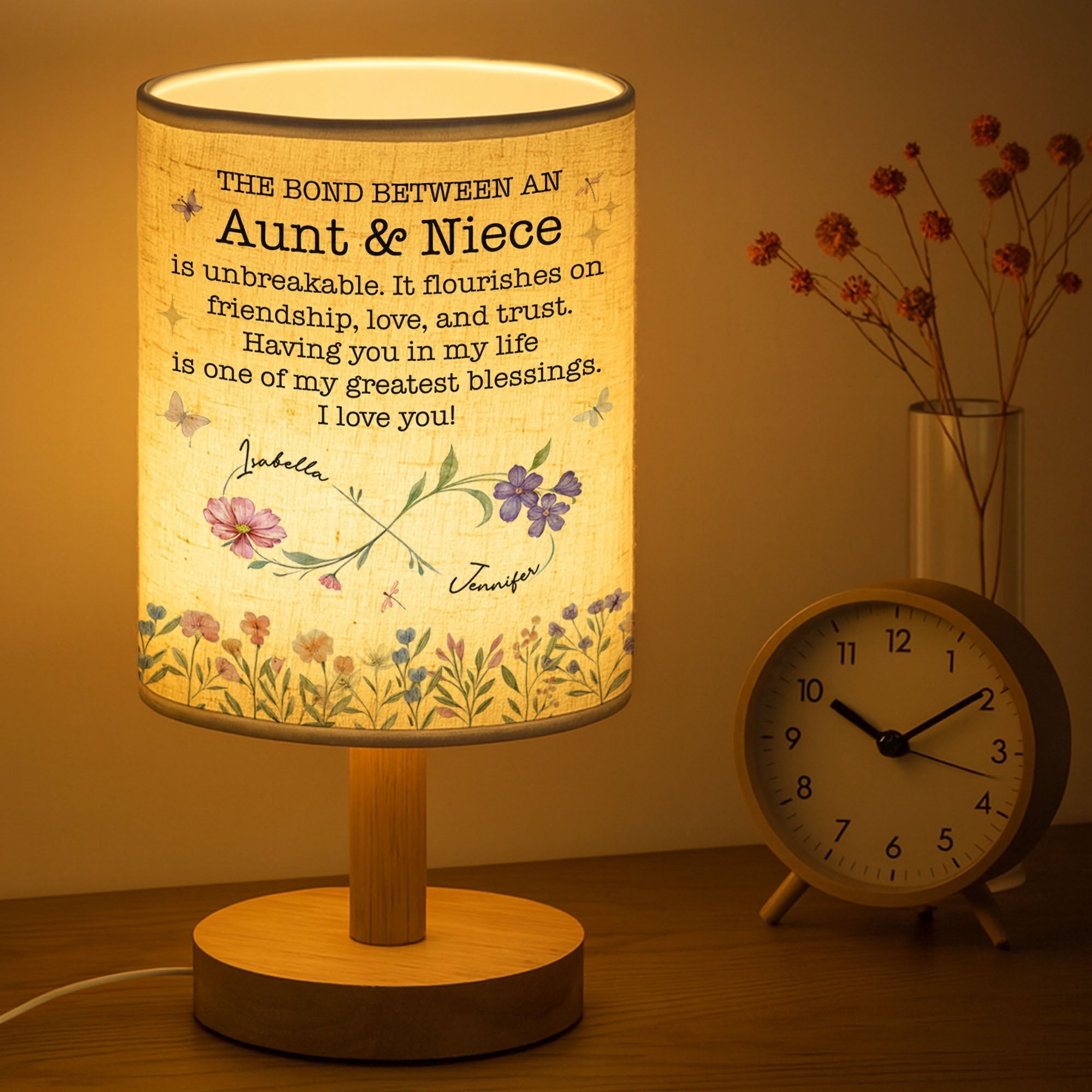 Personalized Fabric Lamp Custom Name Gift for Niece