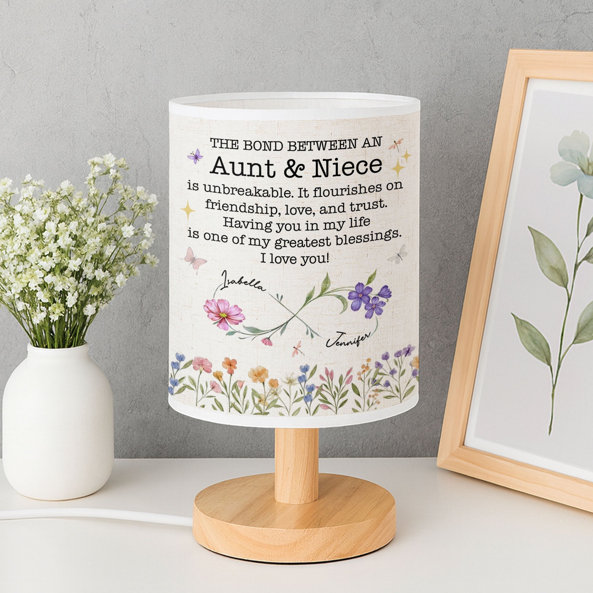 Personalized Fabric Lamp Custom Name Gift for Niece