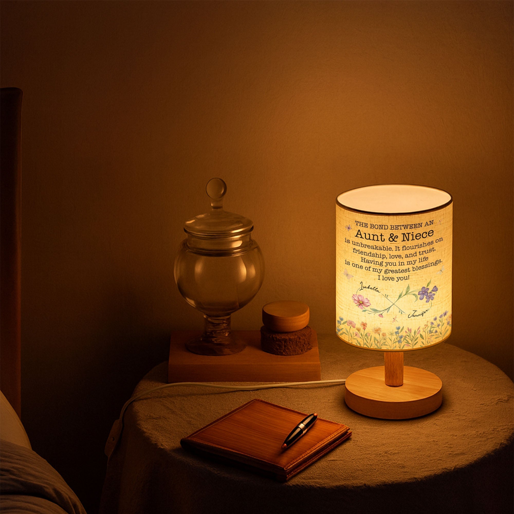 Personalized Fabric Lamp Custom Name Gift for Niece