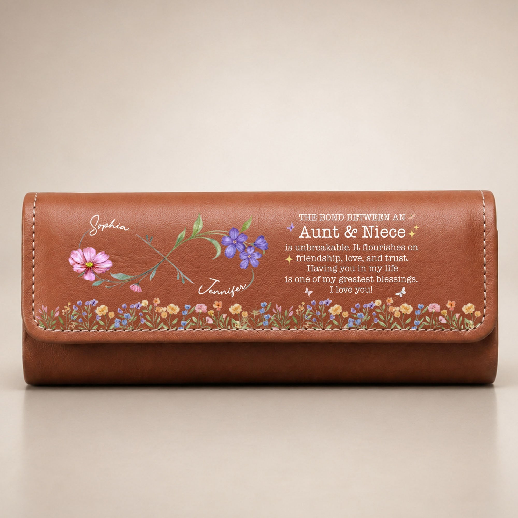 Personalized Leather Eyeglass Case Custom Name Gift for Niece
