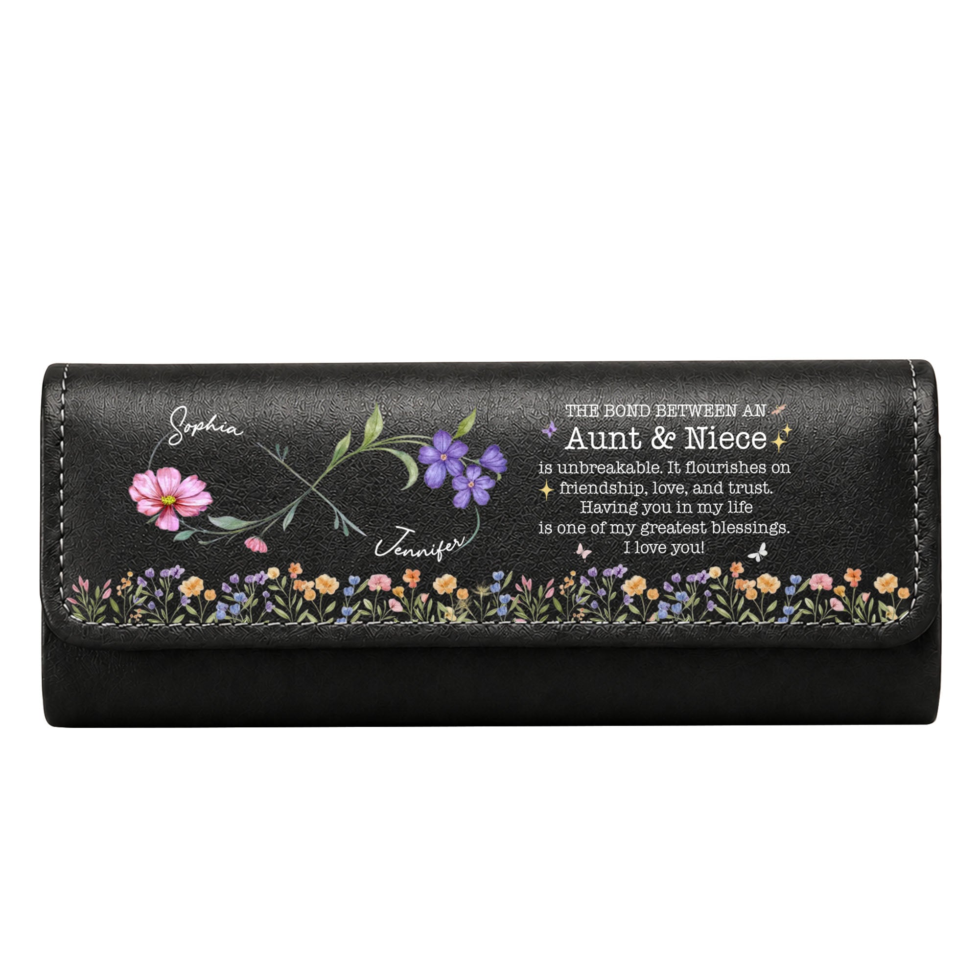 Personalized Leather Eyeglass Case Custom Name Gift for Niece