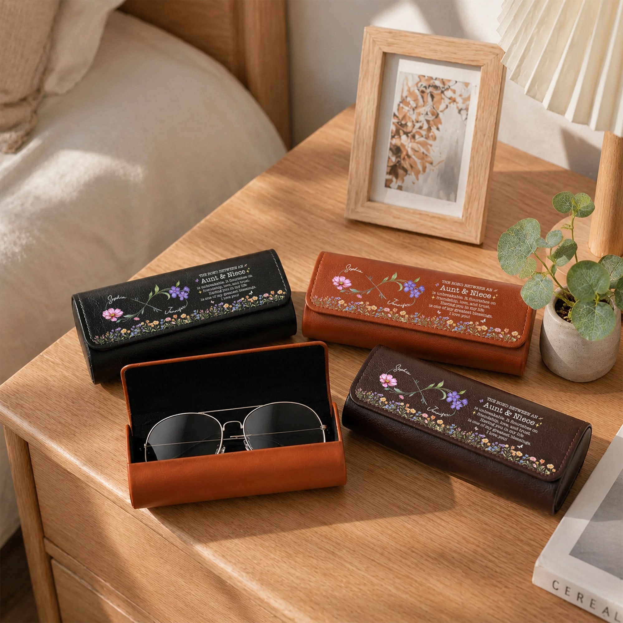 Personalized Leather Eyeglass Case Custom Name Gift for Niece