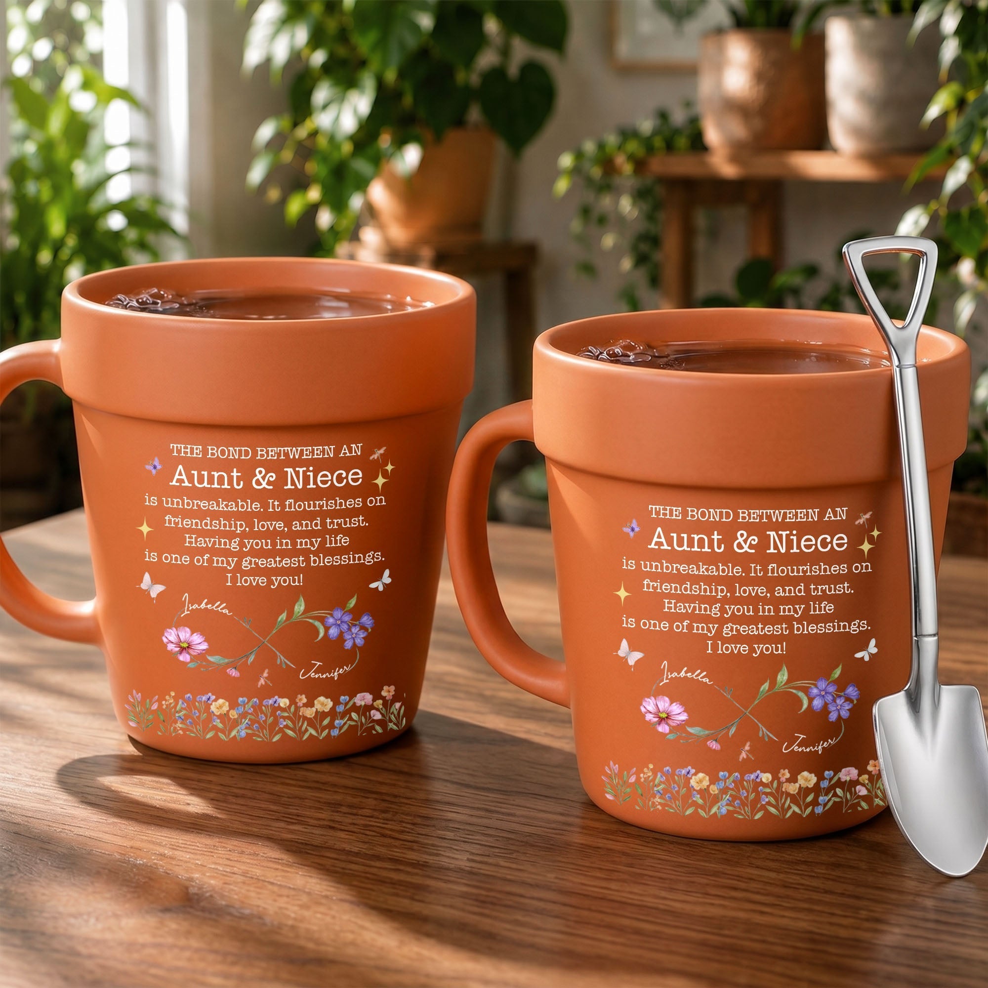 Personalized Flower Pot Mug Custom Gift for Niece Aunt