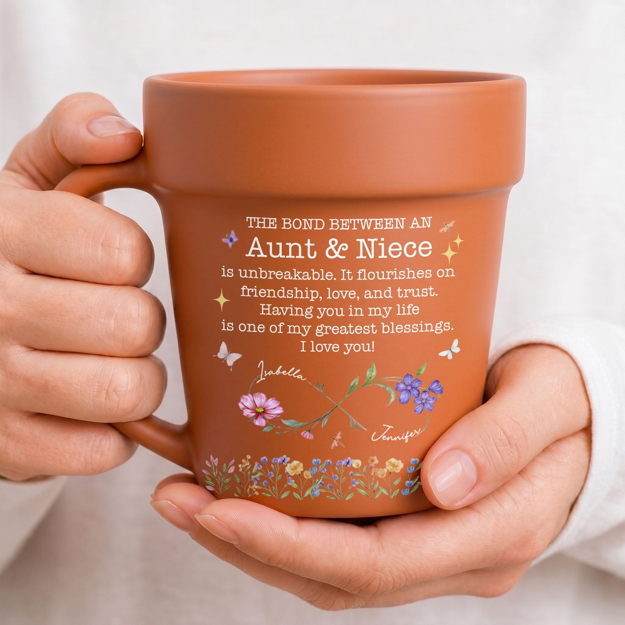 Personalized Flower Pot Mug Custom Gift for Niece Aunt