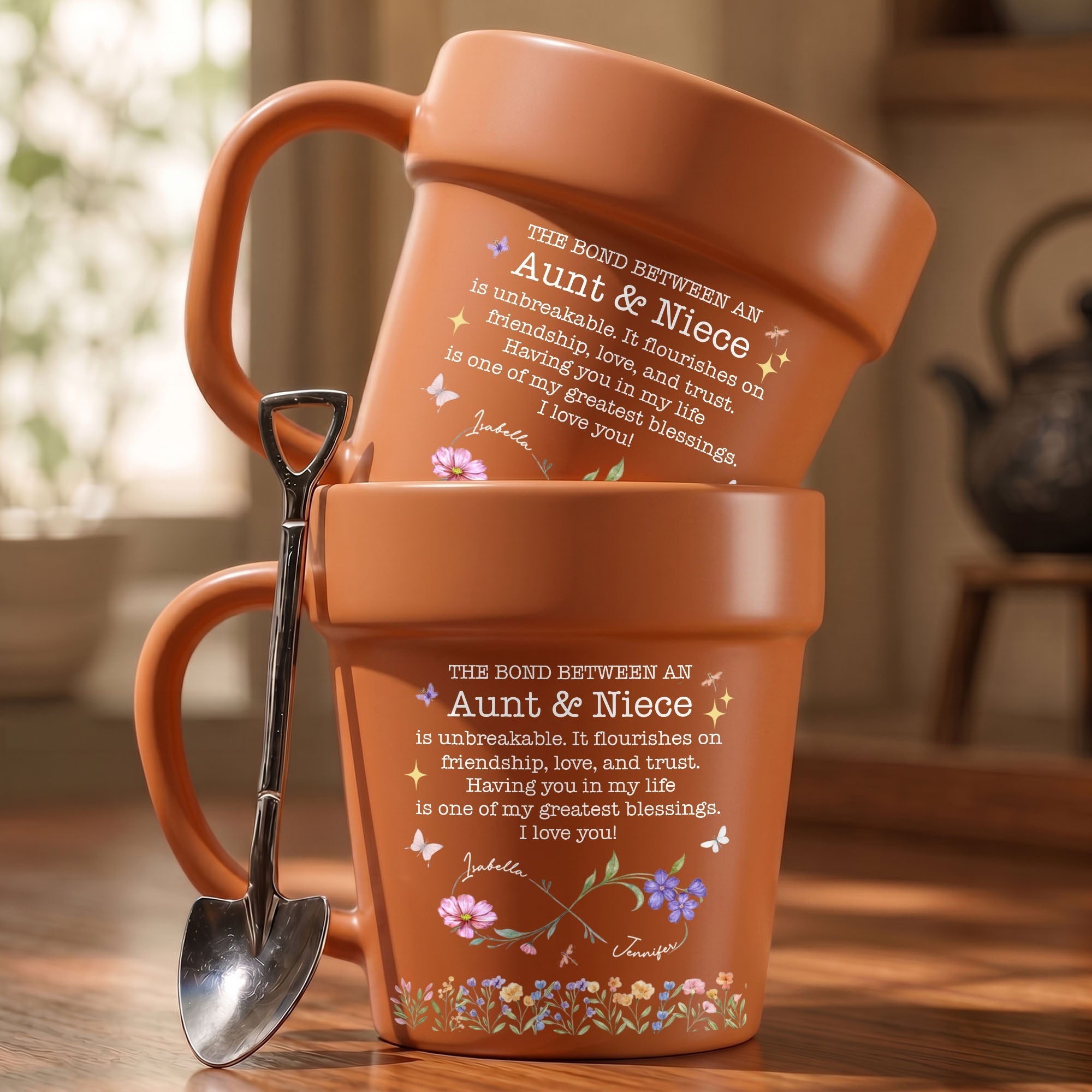 Personalized Flower Pot Mug Custom Gift for Niece Aunt