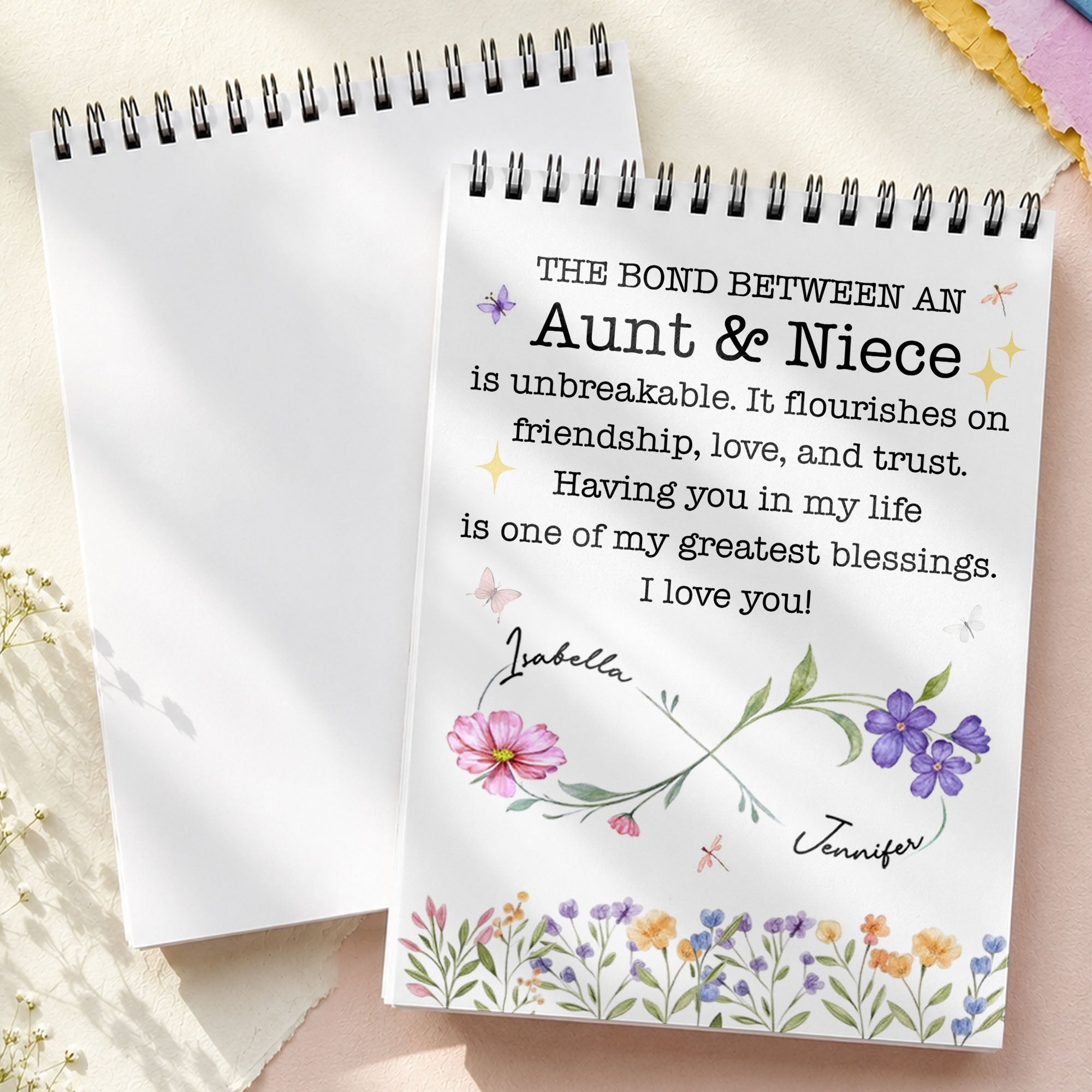 Personalized Sketch Book for Niece Birth Month Flowers Gift