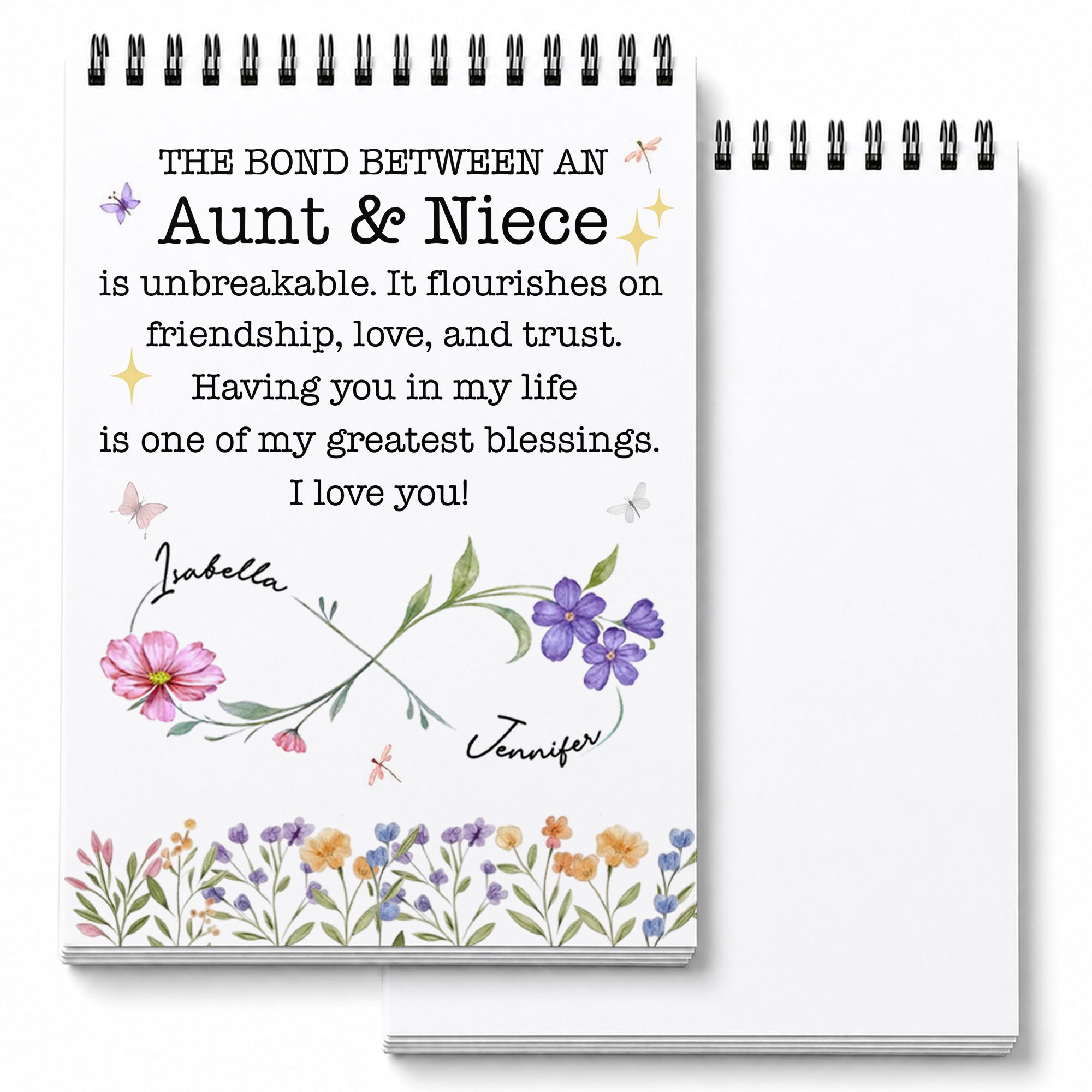 Personalized Sketch Book for Niece Birth Month Flowers Gift
