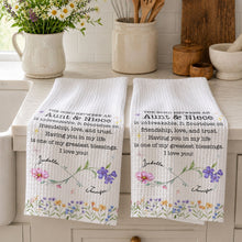Load image into Gallery viewer, Personalized Kitchen Towel Floral Birth Month Flowers Gift for Niece
