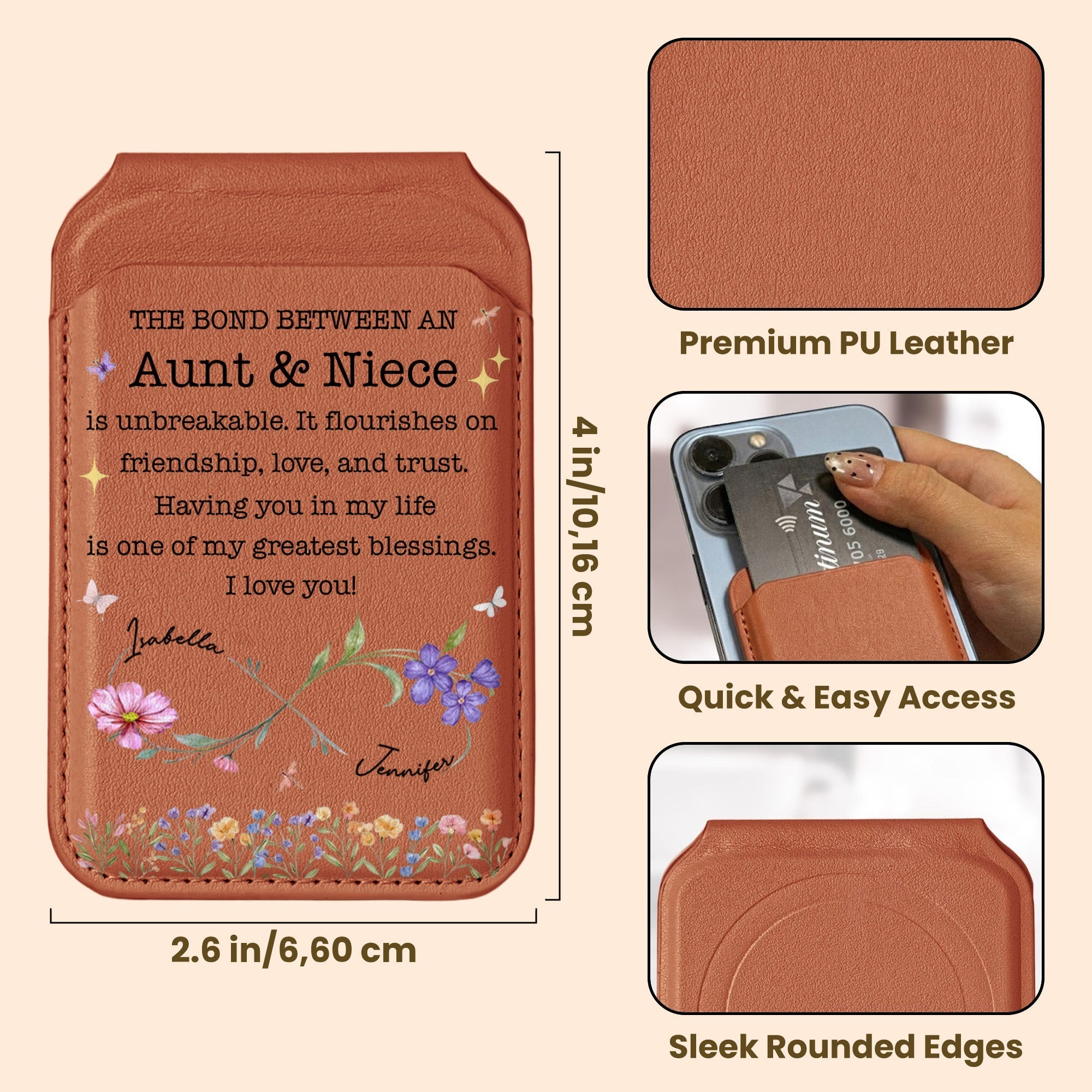 Personalized MagSafe Wallet Custom Name Gift for Niece