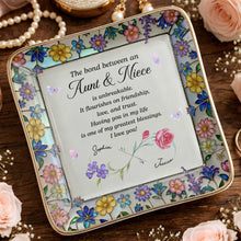 Load image into Gallery viewer, Personalized Ceramic Jewelry Dish with Birth Month Flowers for Niece

