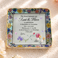 Load image into Gallery viewer, Personalized Ceramic Jewelry Dish with Birth Month Flowers for Niece
