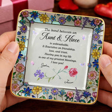 Load image into Gallery viewer, Personalized Ceramic Jewelry Dish with Birth Month Flowers for Niece
