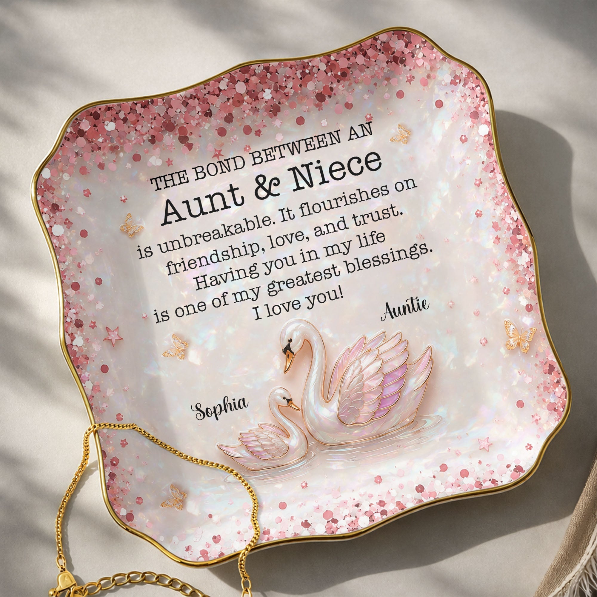Personalized Lace Jewelry Dish Custom Name Gift for Niece