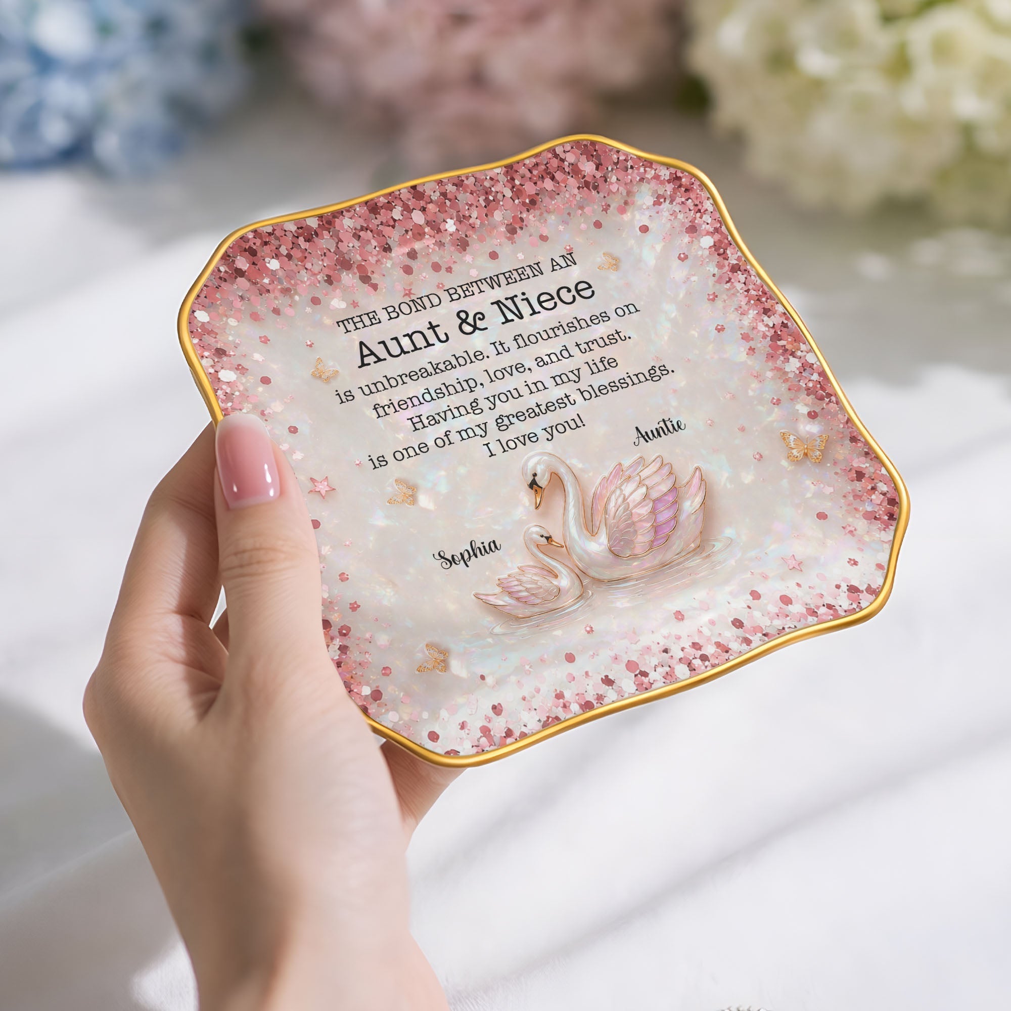 Personalized Lace Jewelry Dish Custom Name Gift for Niece