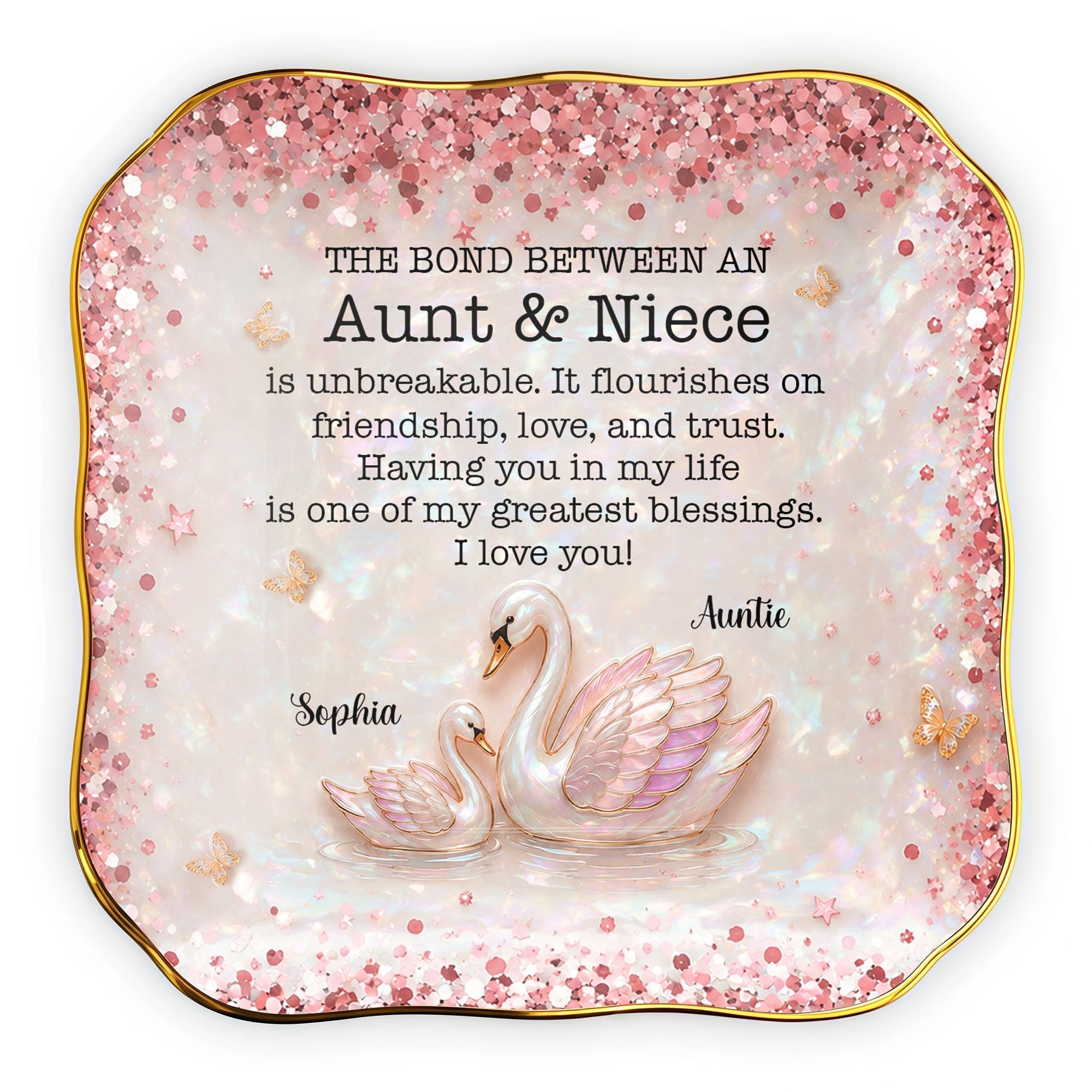Personalized Lace Jewelry Dish Custom Name Gift for Niece