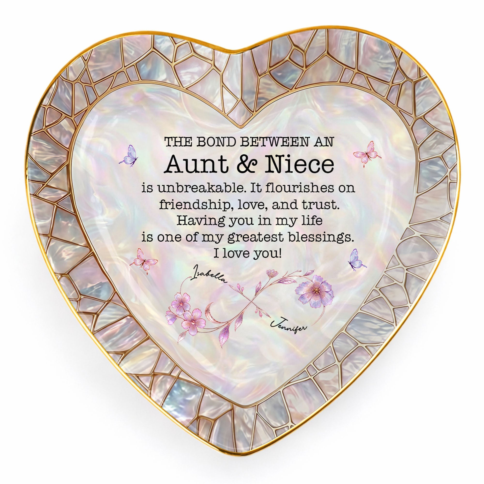 Personalized Heart-Shaped Jewelry Dish Custom Name Gift for Niece