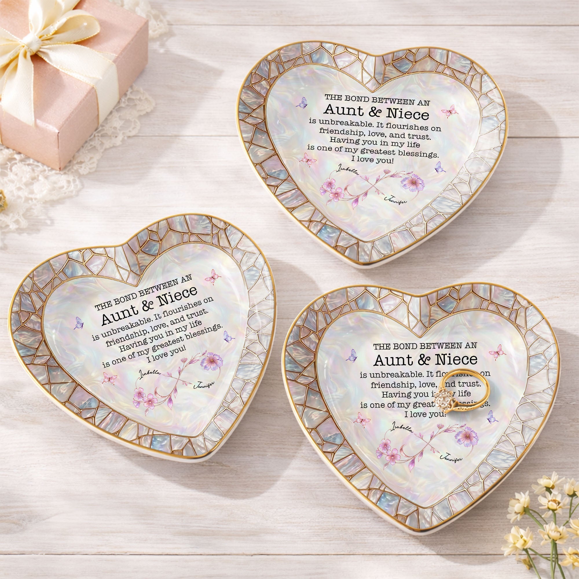 Personalized Heart-Shaped Jewelry Dish Custom Name Gift for Niece