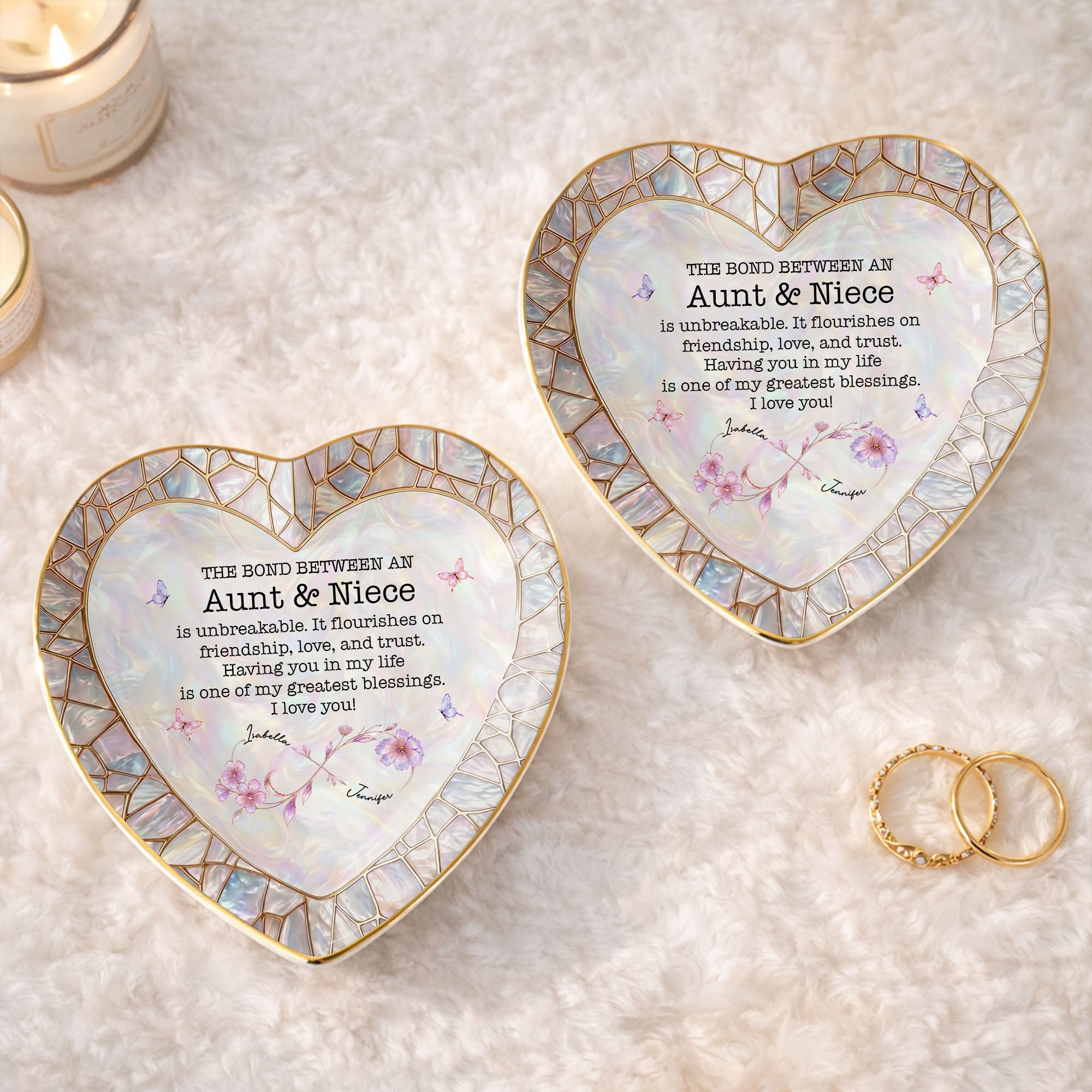 Personalized Heart-Shaped Jewelry Dish Custom Name Gift for Niece
