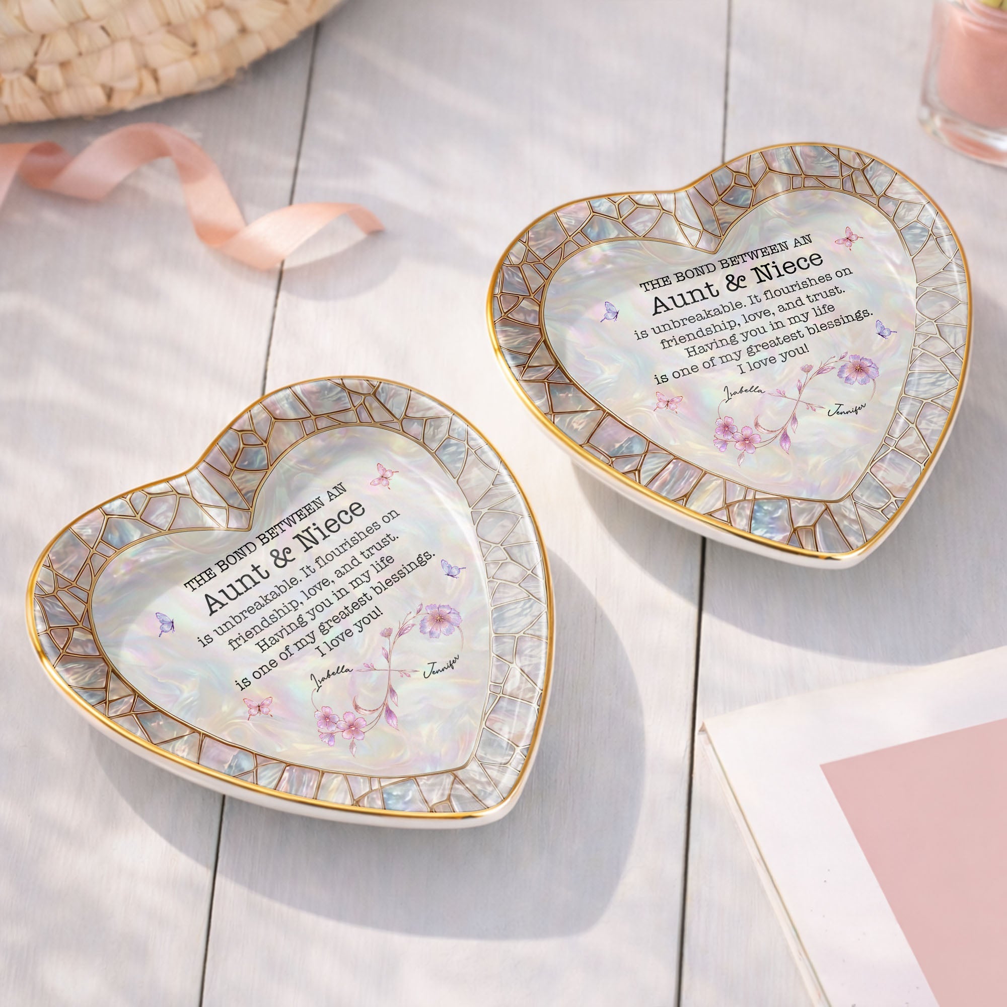 Personalized Heart-Shaped Jewelry Dish Custom Name Gift for Niece