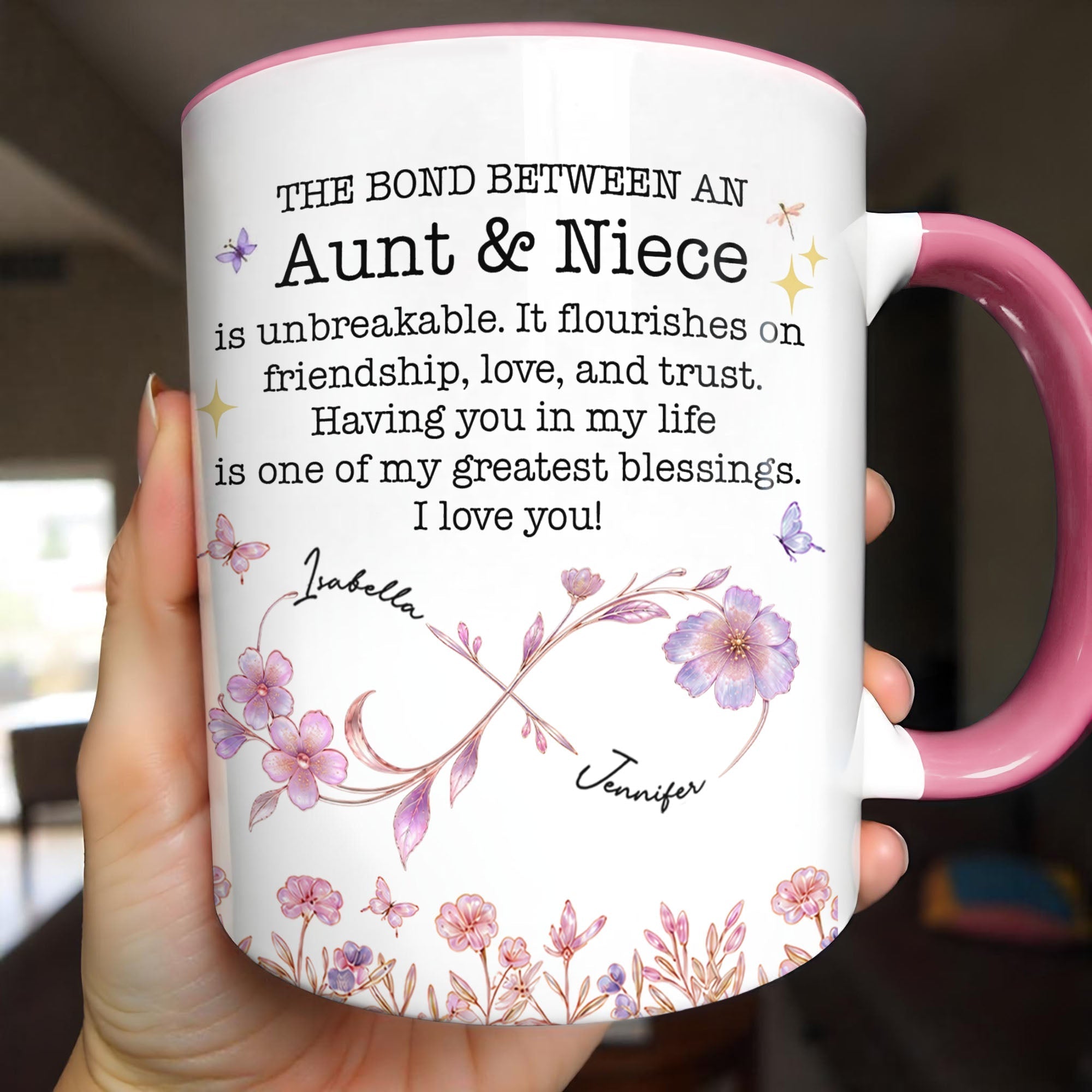 Personalized Accent Mug Custom Niece Gift Flower Design