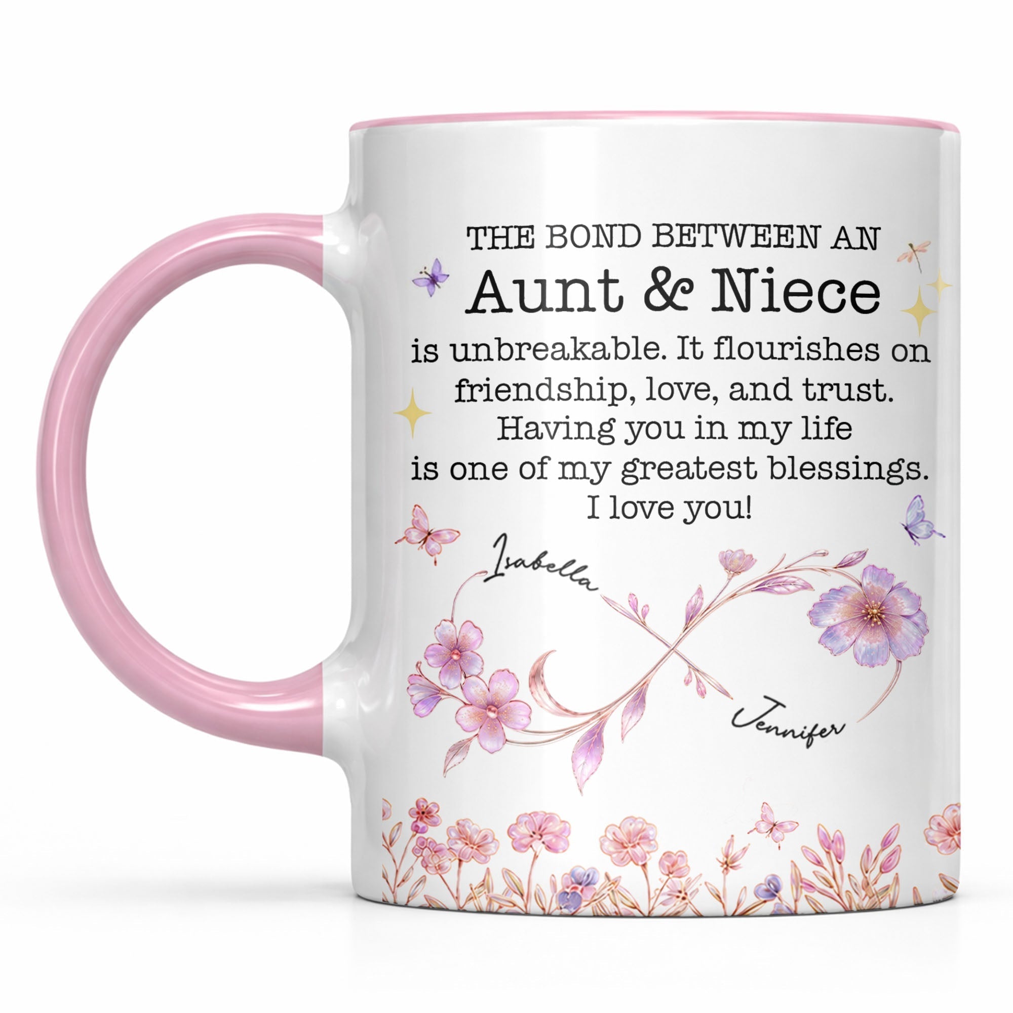 Personalized Accent Mug Custom Niece Gift Flower Design