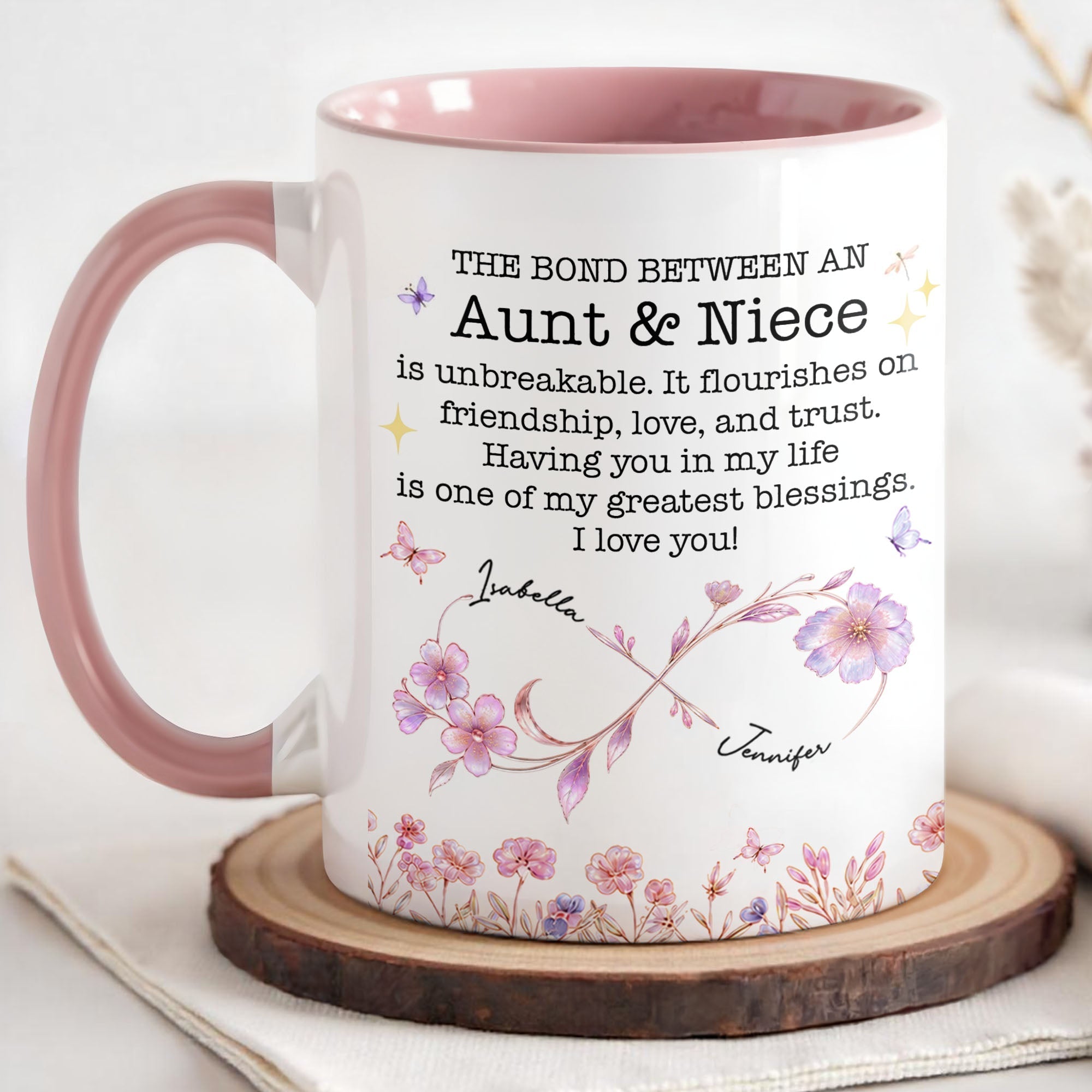 Personalized Accent Mug Custom Niece Gift Flower Design