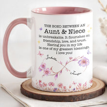 Load image into Gallery viewer, Personalized Accent Mug Custom Niece Gift Flower Design
